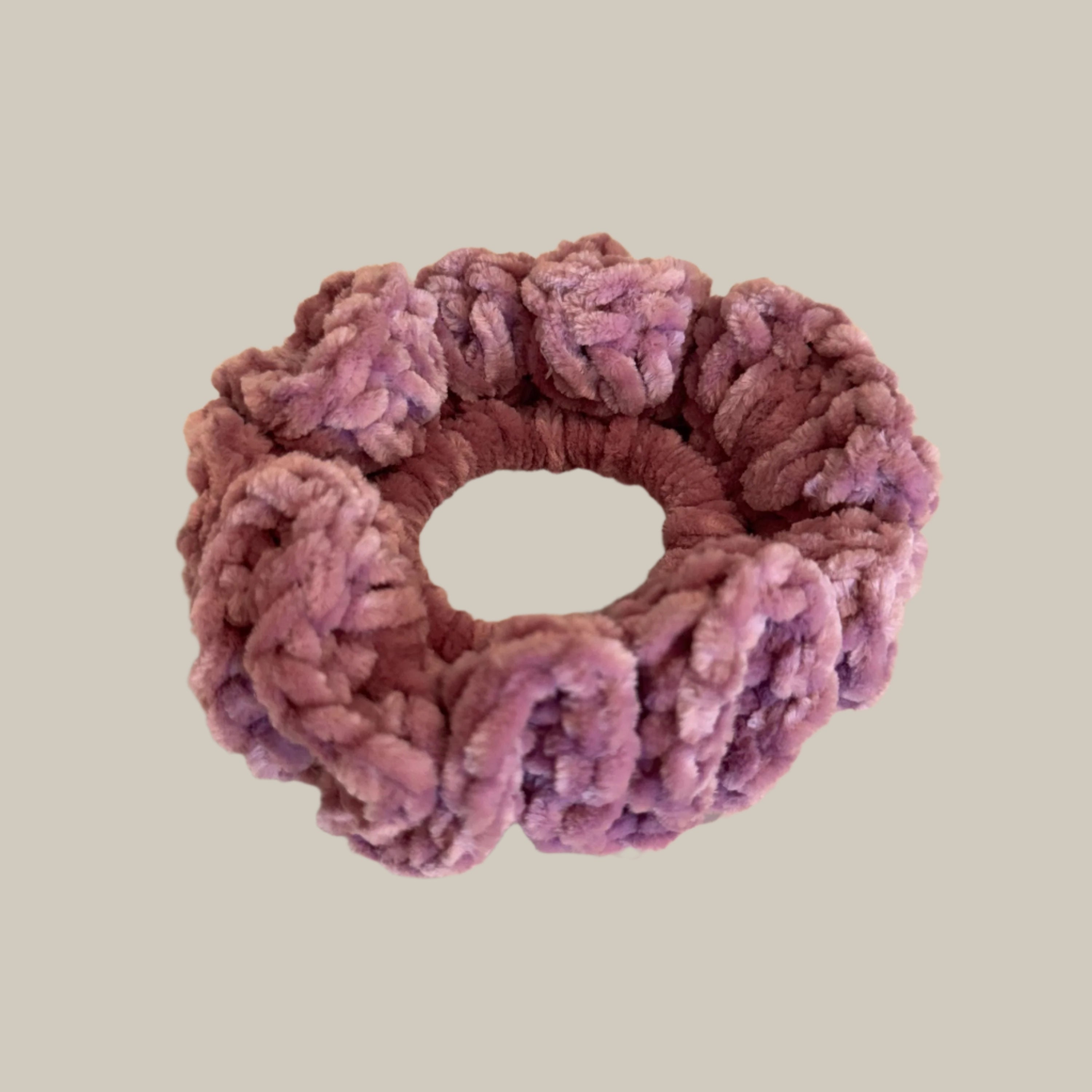 Extra large soft hair scrunchie made from soft velvety yarn- lalac purple