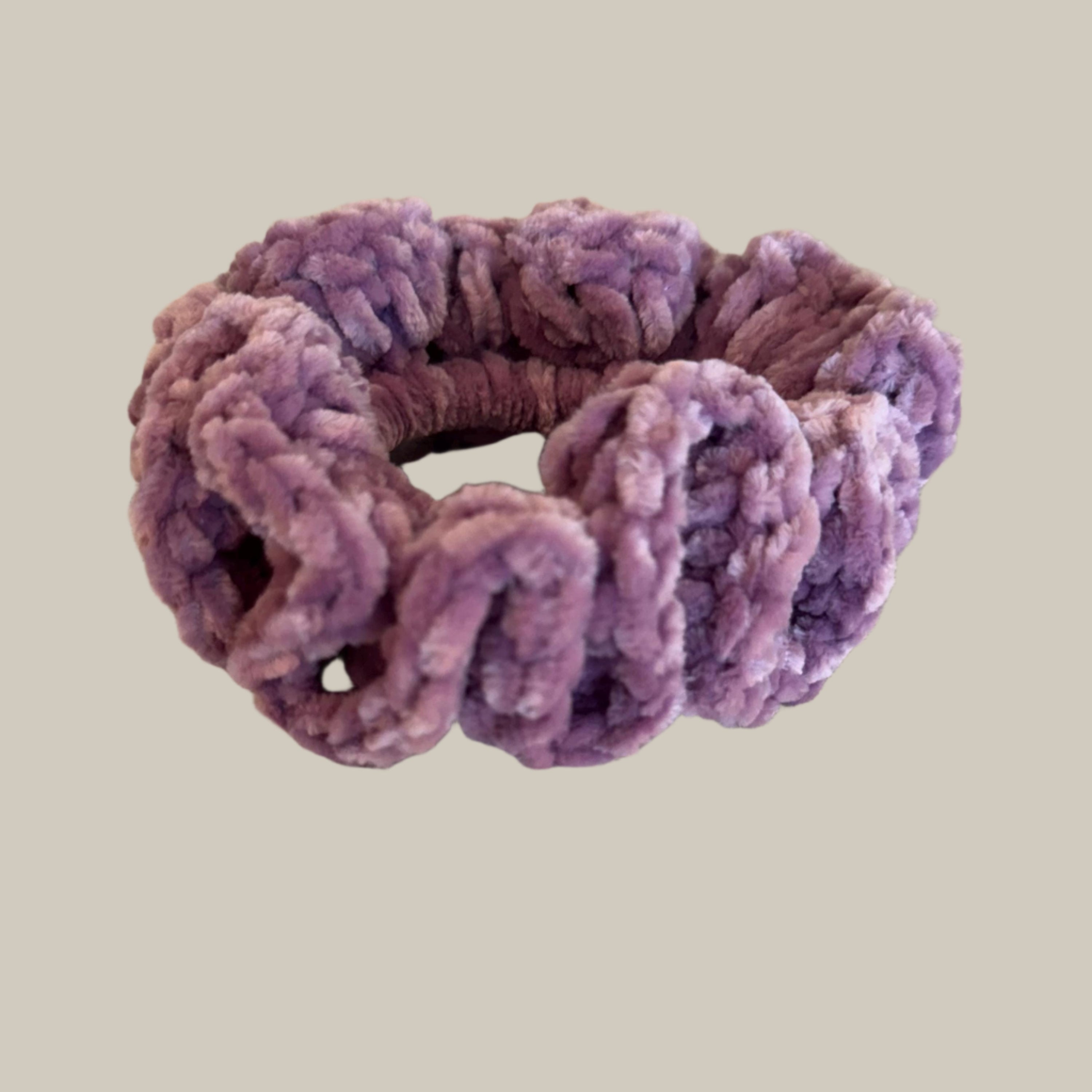 Extra large soft hair scrunchie made from soft velvety yarn- lalac purple
