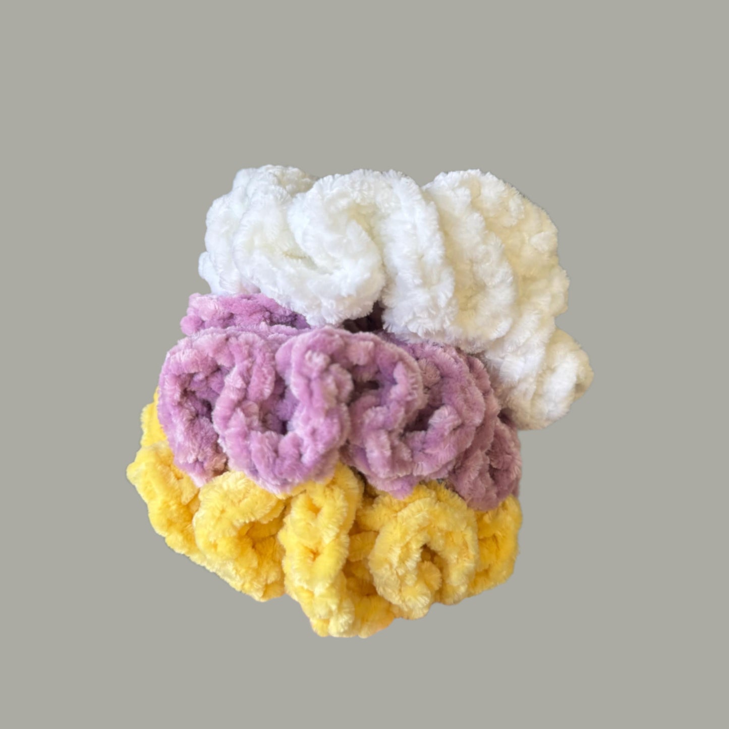Soft hair scrunchie made from soft velvety yarn- honey yellow