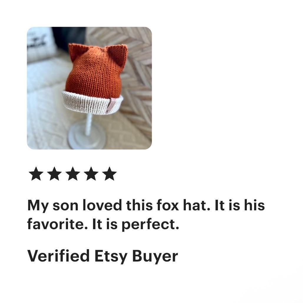 Soft Knitted Tiny Sly fox Beanie Hat