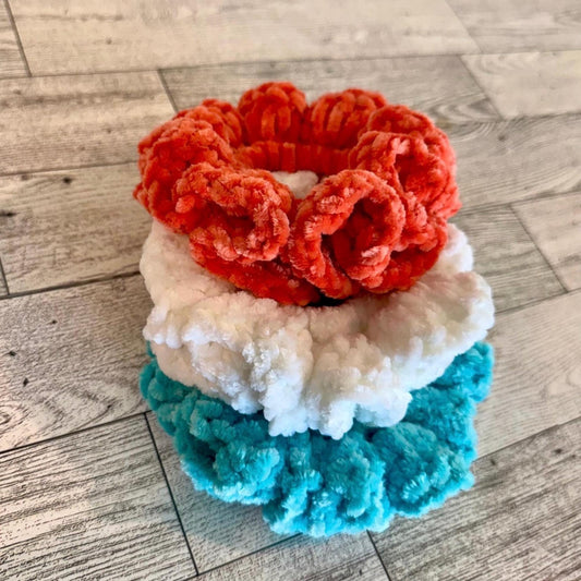 Set of three ponytail tie scrunchies birthday gift for girl small favor gift white elephant gift for young teenager girl gift