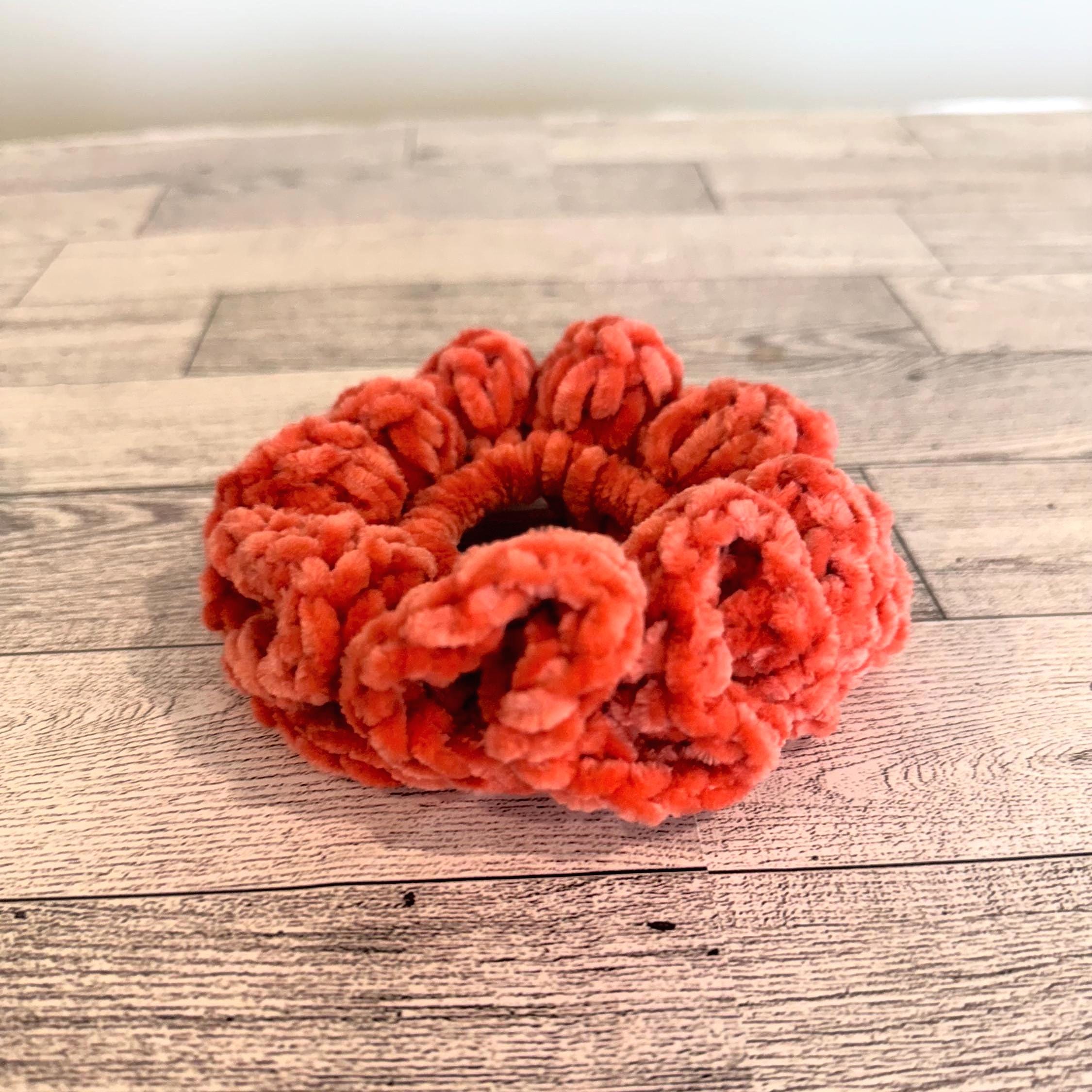 Soft hair scrunchie - in coral/salmon orange color