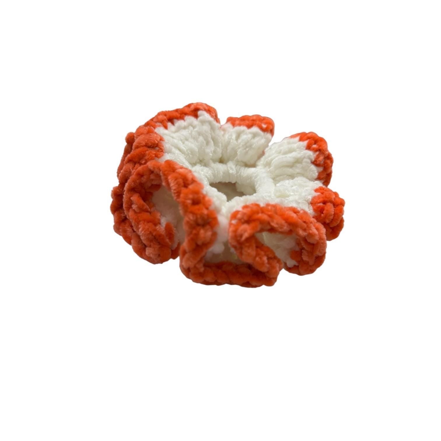 Nurse Gift Idea Velvet Scrunchie Healthcare Worker Appreciation Present Handmade Hair Accessory Soft Ponytail Holder White Coral Orange Colors Professional Uniform Complement Extra Large Size Comfortable Elastic Tie Perfect Birthday Present