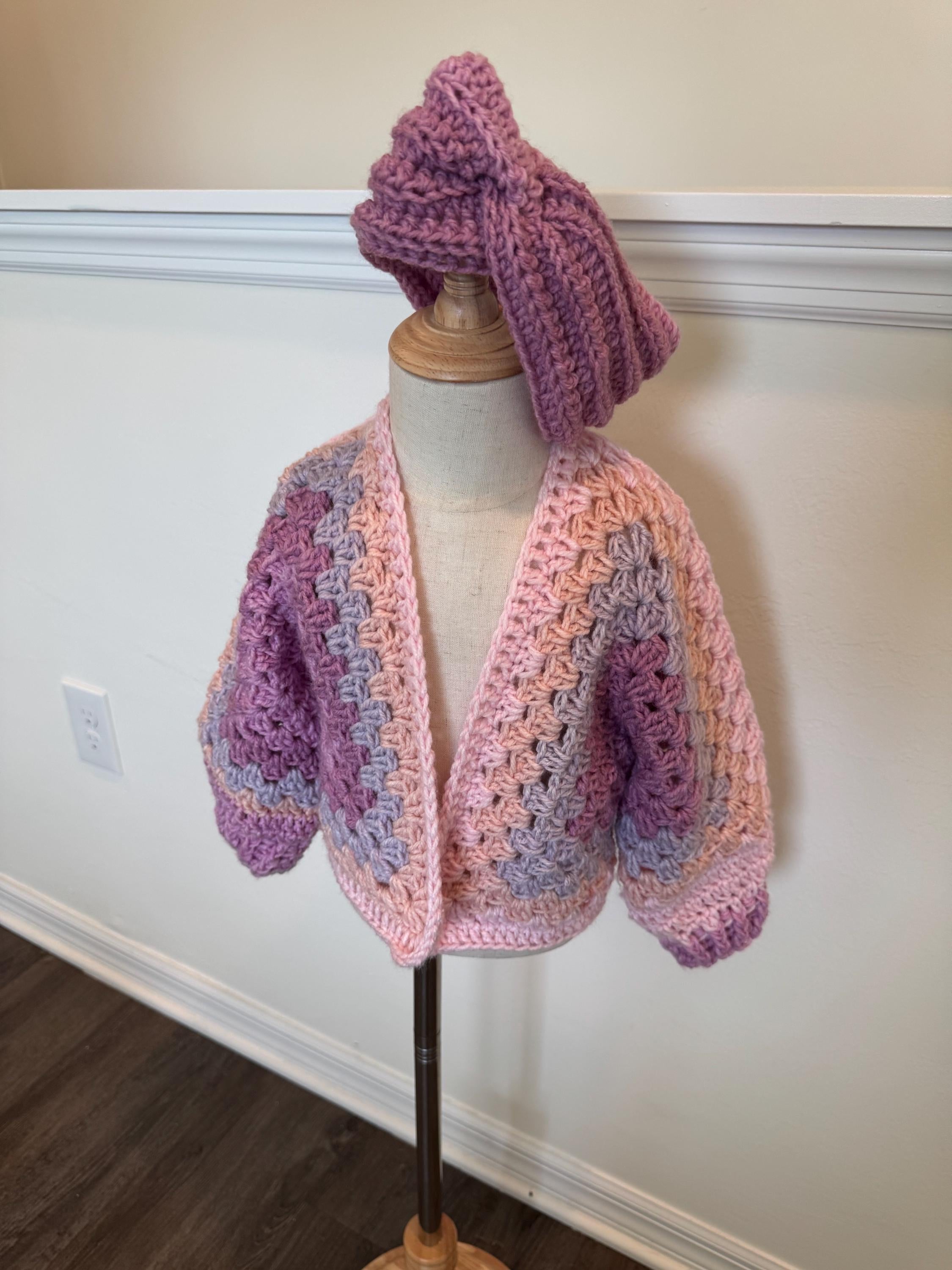 Crochet Cardigan and Set of Two Headbands/Ear warmers