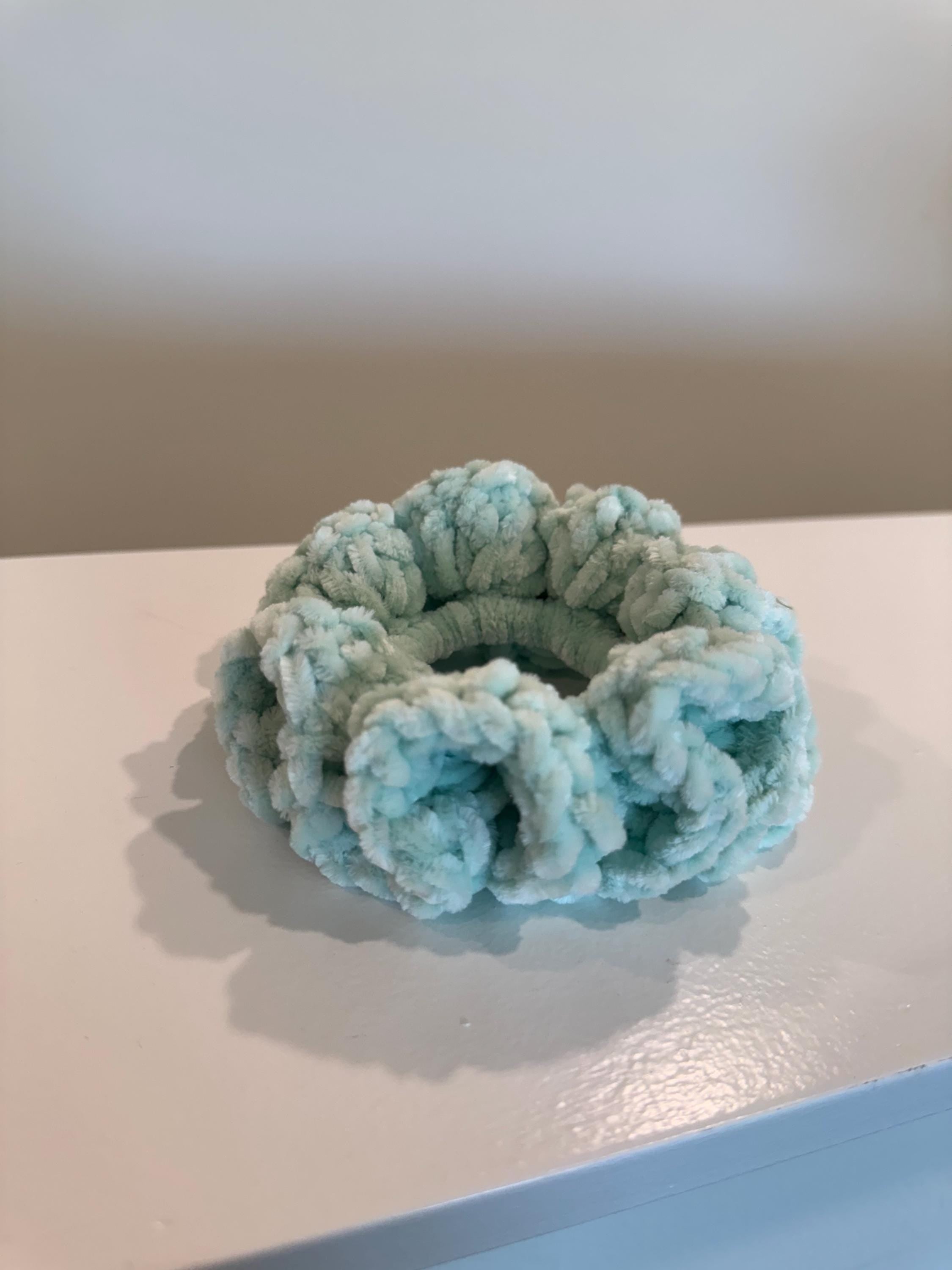 Crochet Hair Accessory Mint Velvet Scrunchie Handmade Design Quality Elastic Band Soft Yarn Material Green Color Option Gentle Hair Tie Daily Styling Essential Versatile Accessory Ponytail Holder Comfortable Wrist Band Women Girls Teens