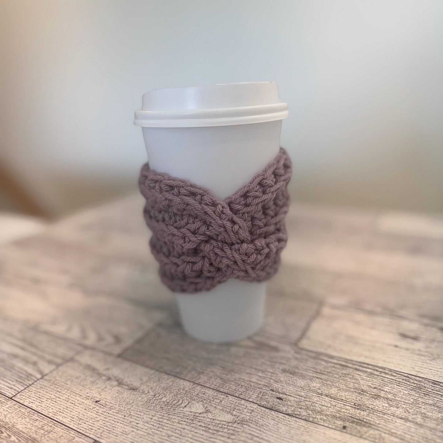 Crochet Coffee Cup Cozy Coffee Lover Gift Eco Friendly Reusable Handmade Coffee cup sweater- light lavender purple