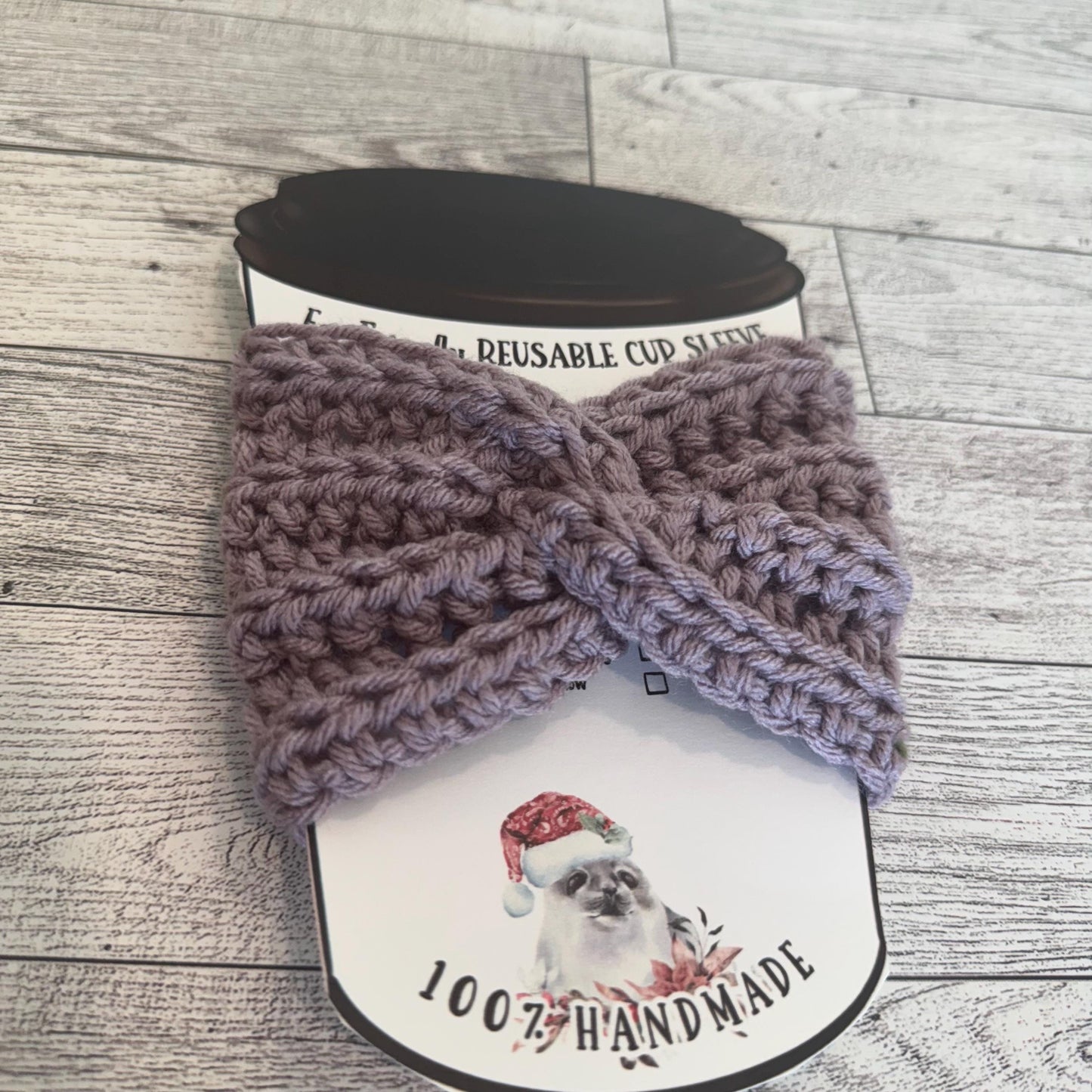 Crochet Coffee Cup Cozy Coffee Lover Gift Eco Friendly Reusable Handmade Coffee cup sweater- light lavender purple