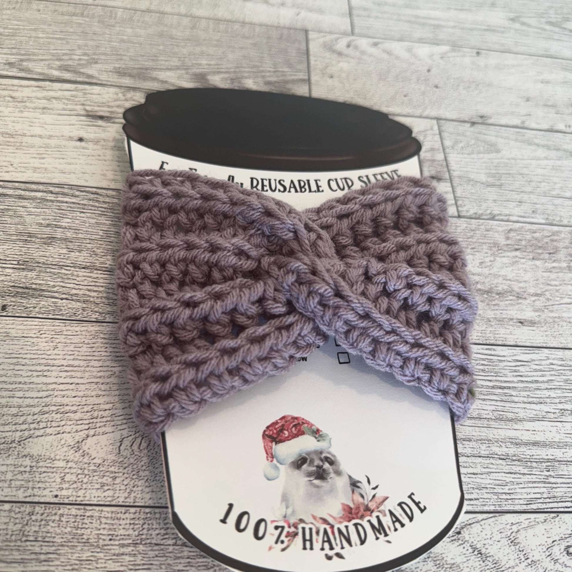 Crochet Coffee Cup Cozy Coffee Lover Gift Eco Friendly Reusable Handmade Coffee cup sweater- light lavender purple