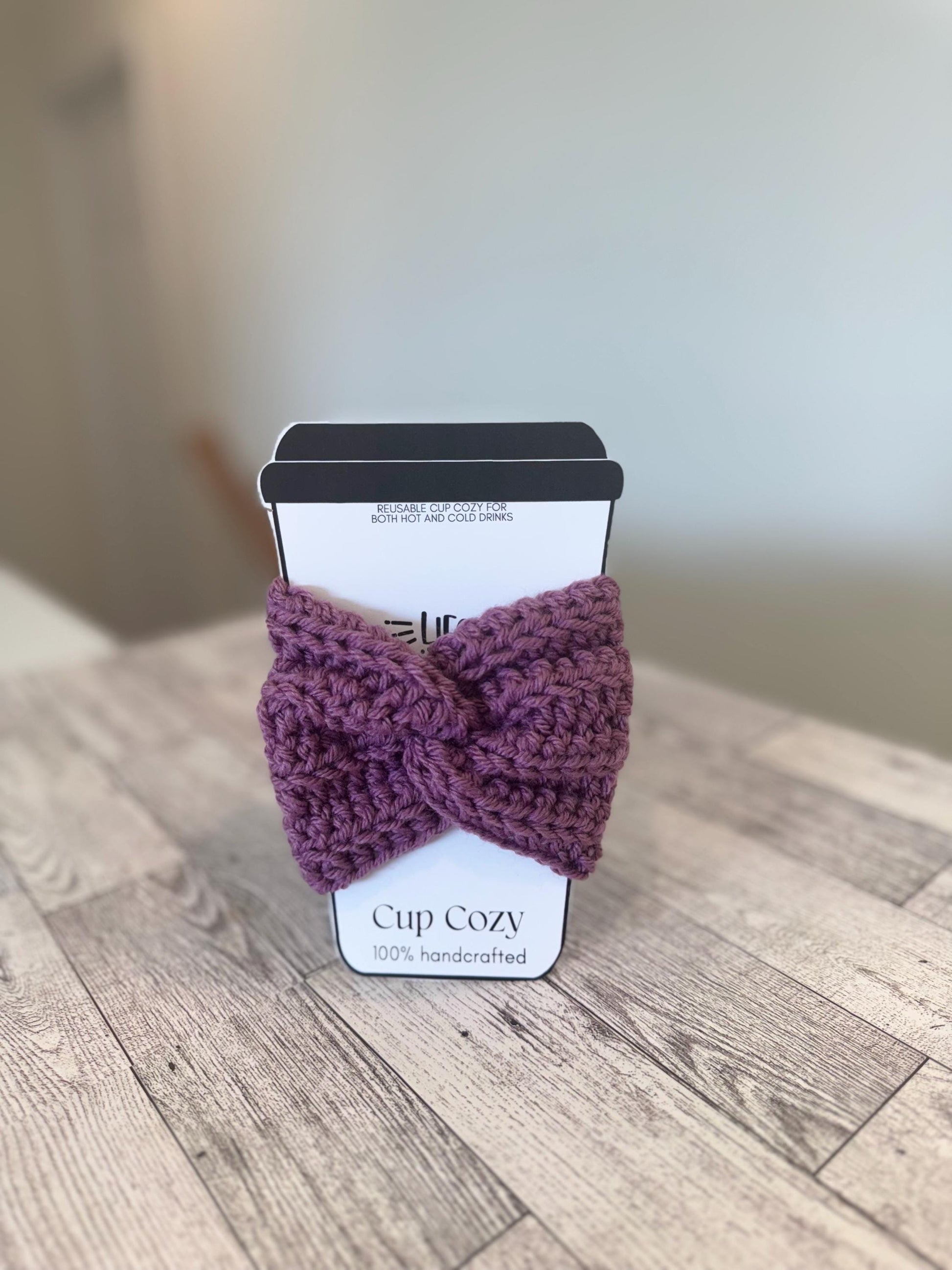 Cofee Cup Cozy Drink Deep Purple Color Sleeve Coffee Lover Gift Mom Present Handmade Reusable Eco friendly Mug Protector Cozy