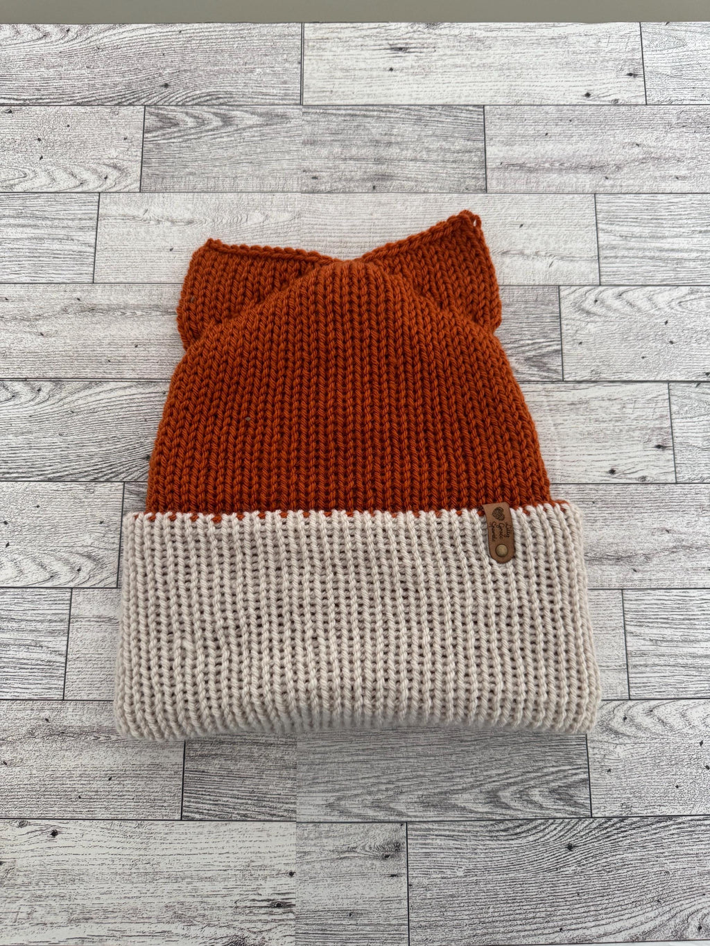 Fox Ears knitted beanie hat Adult Size Winter Hat Soft Knitted double layer