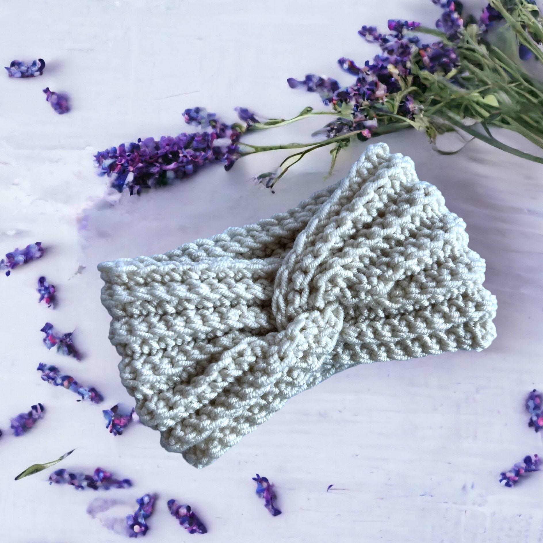 White Twisted Headband Boho Style Hair Accessory Spring Colors Fashion Chunky Knit Ear Warmer Soft Winter Headwear Woman Hair Wrap Cream Turban Look Acrylic Yarn Handmade Crochet Headpiece Cool Weather Protection Stylish Head Covering