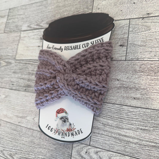 Crochet Coffee Cup Cozy Coffee Lover Gift Eco Friendly Reusable Handmade Coffee cup sweater- light lavender purple