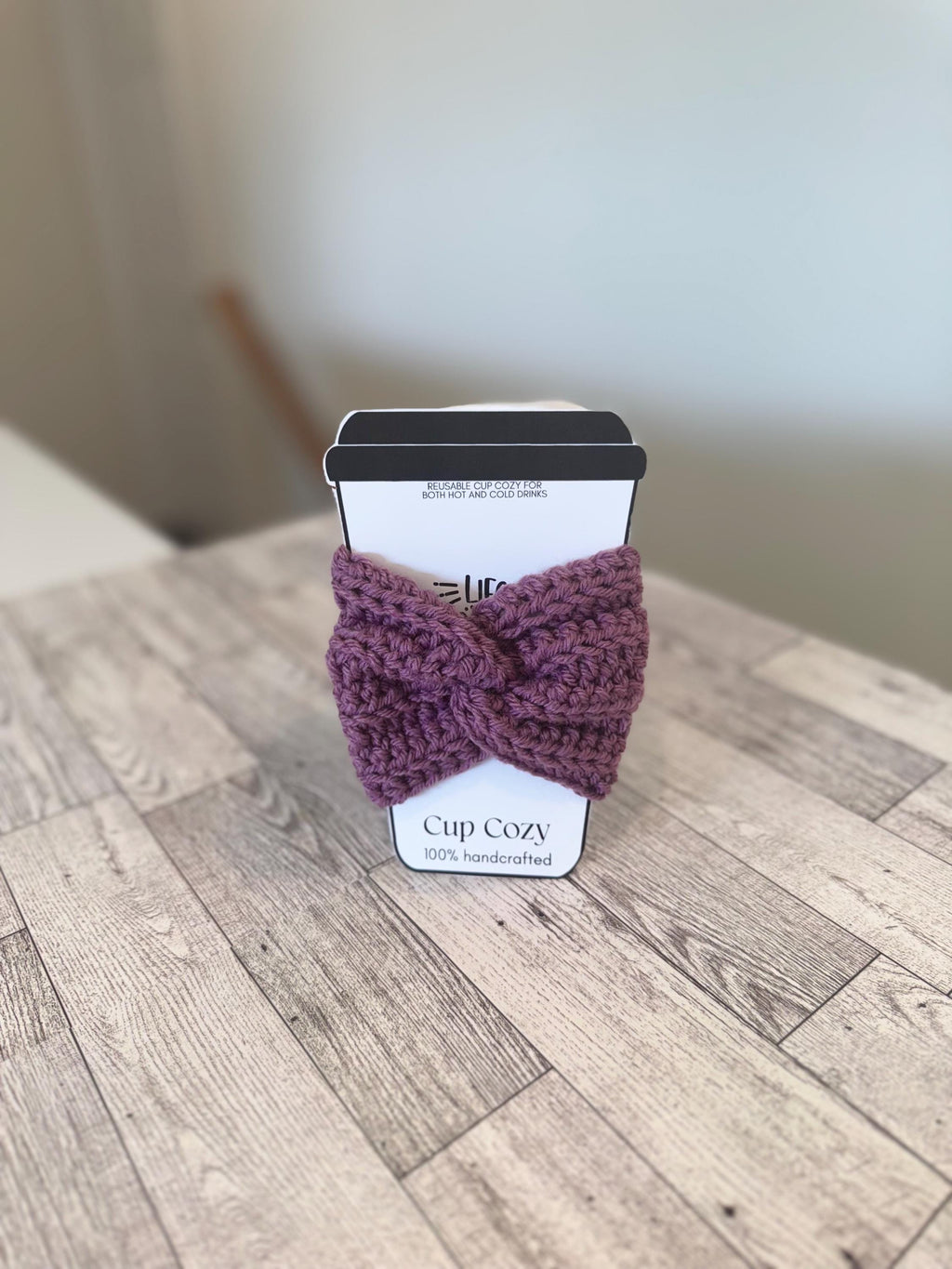 Cofee Cup Cozy Drink Deep Purple Color Sleeve Coffee Lover Gift Mom Present Handmade Reusable Eco friendly Mug Protector Cozy