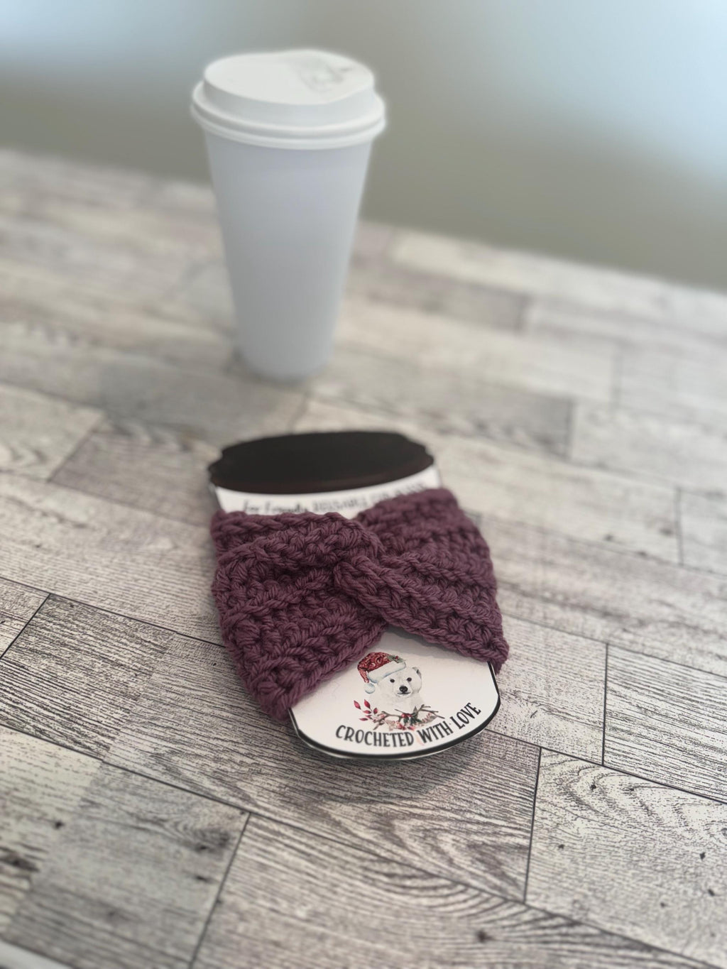 Cofee Cup Cozy Drink Deep Purple Color Sleeve Coffee Lover Gift Mom Present Handmade Reusable Eco friendly Mug Protector Cozy