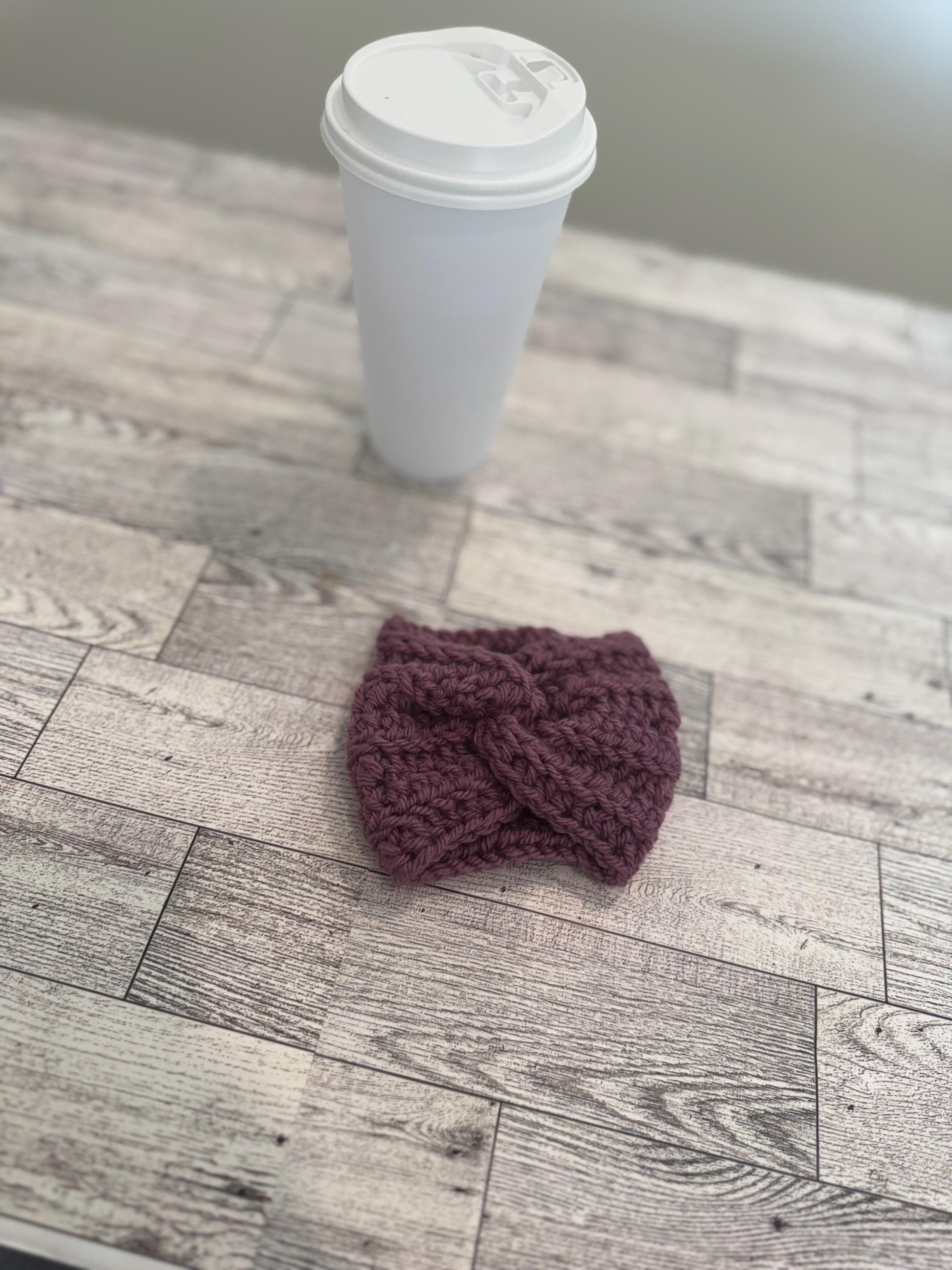 Cofee Cup Cozy Drink Deep Purple Color Sleeve Coffee Lover Gift Mom Present Handmade Reusable Eco friendly Mug Protector Cozy