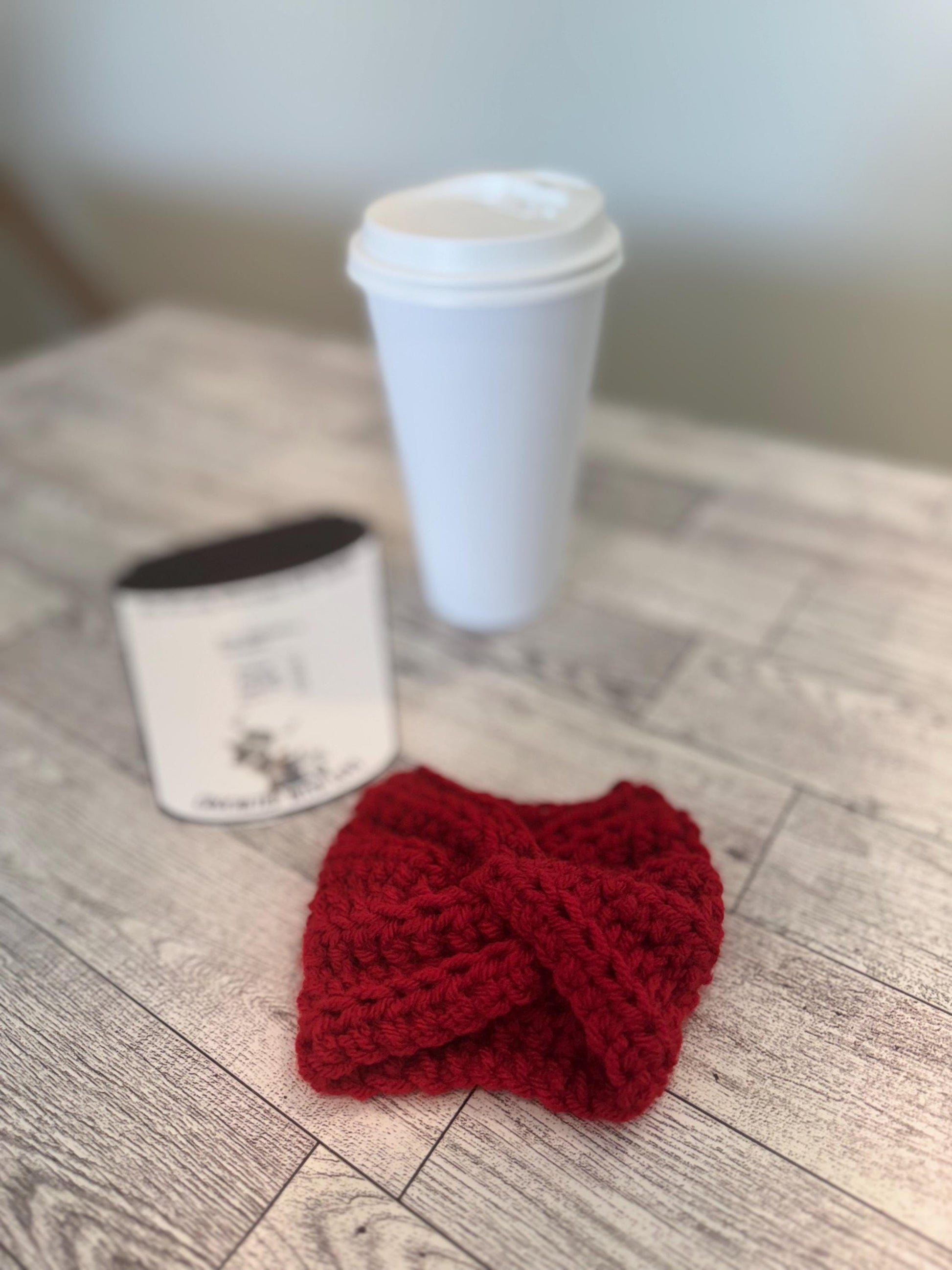 Handmade Crochet Coffee Cup Cozy – Reusable, Eco-Friendly Gift for Coffee Lovers in Crimson Red Color