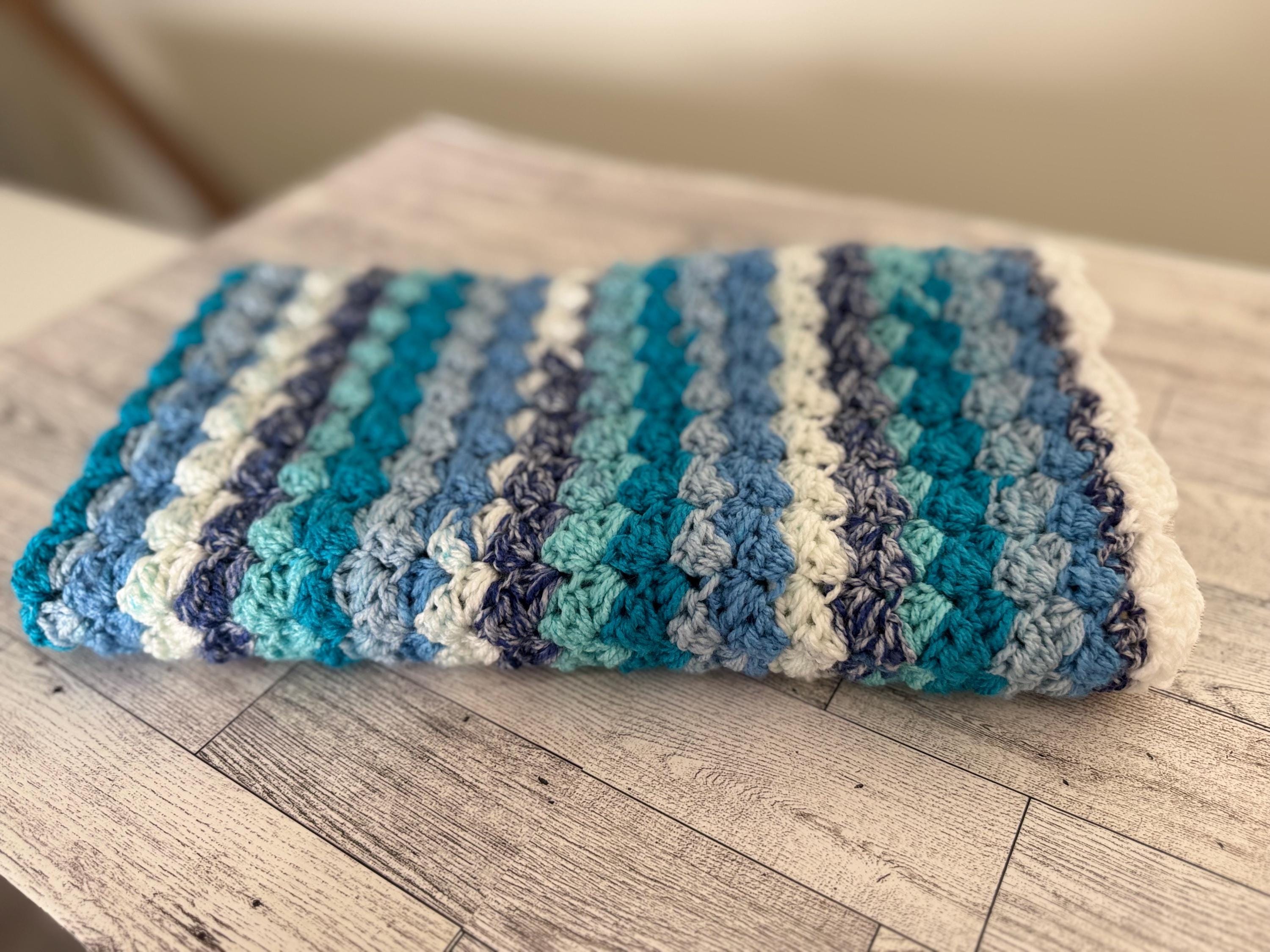 Gift Set for newborn Handmade Crochet Beanie Hat and Car Seat Size Blanket 29”x21”