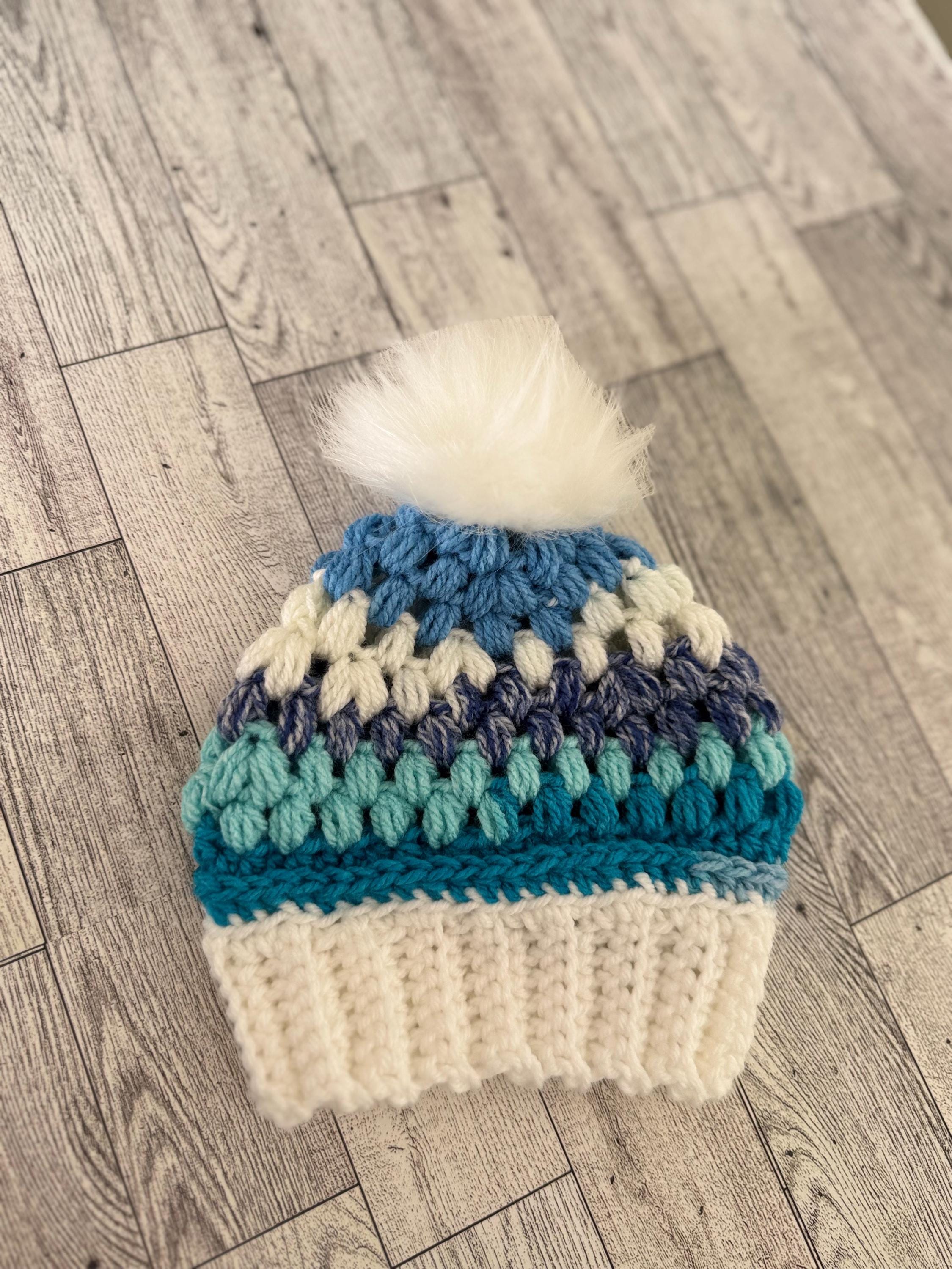 Gift Set for newborn Handmade Crochet Beanie Hat and Car Seat Size Blanket 29”x21”