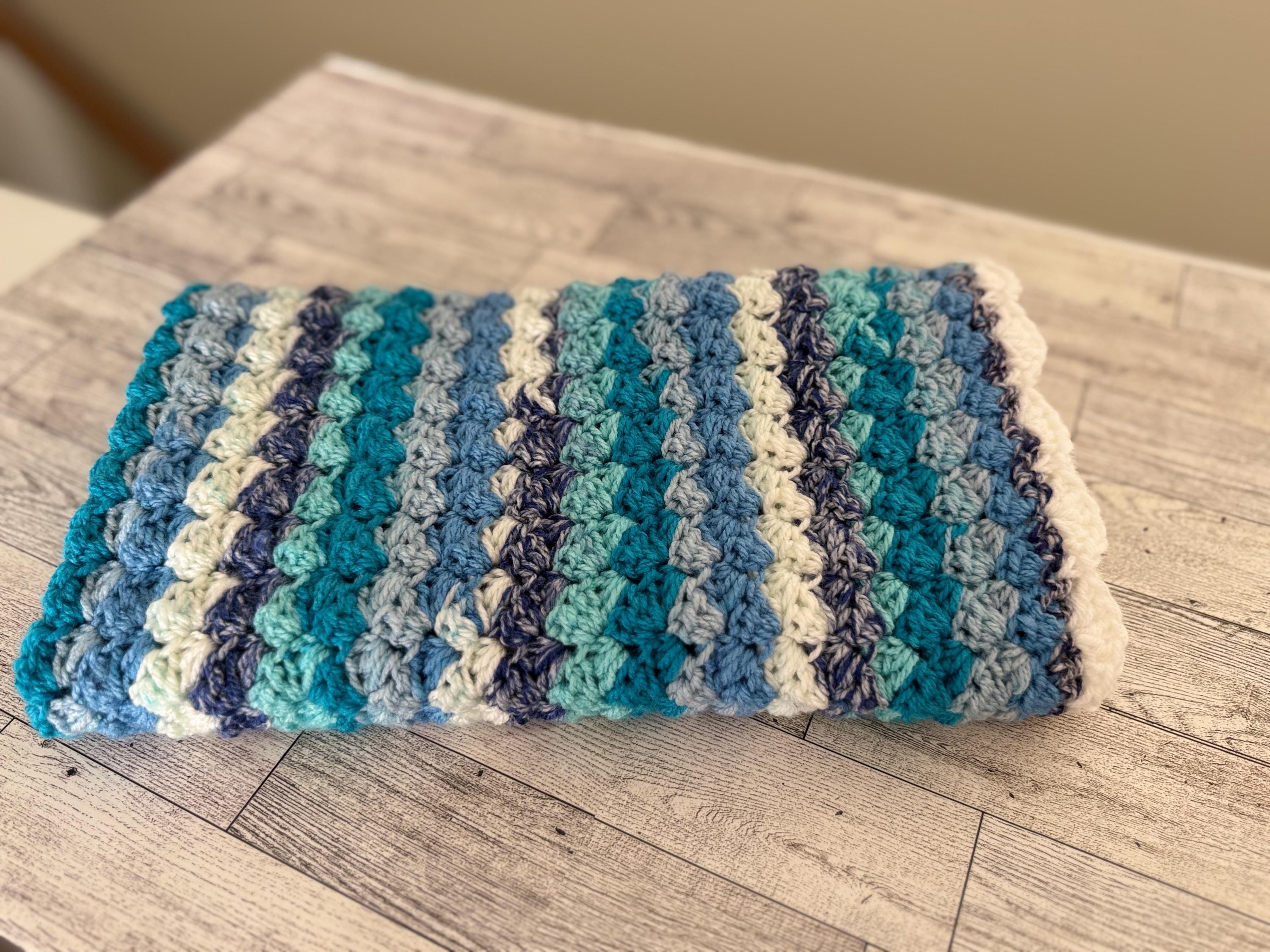 Gift Set for newborn Handmade Crochet Beanie Hat and Car Seat Size Blanket 29”x21”