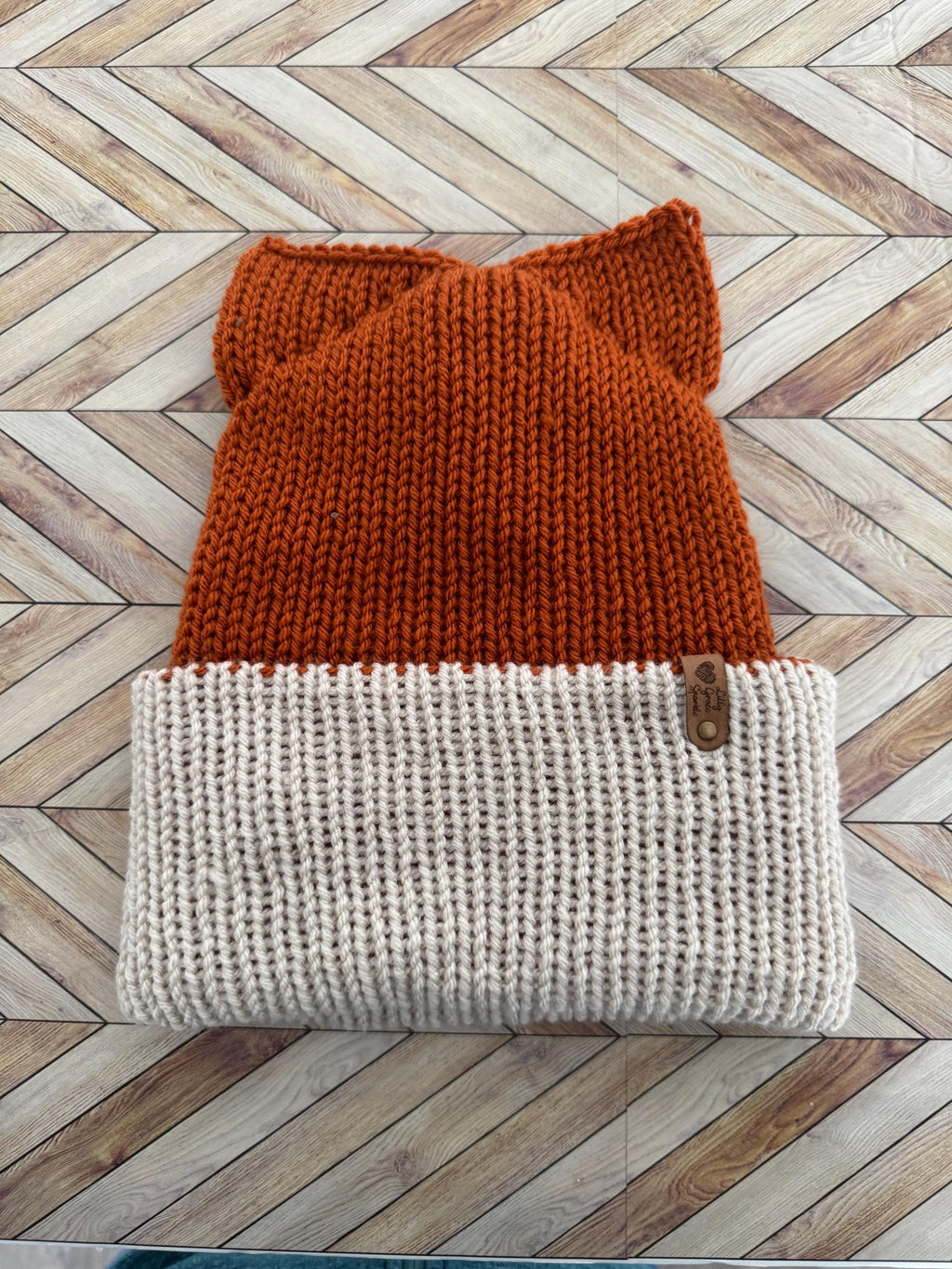 Fox Ears knitted beanie hat Adult Size Winter Hat Soft Knitted double layer