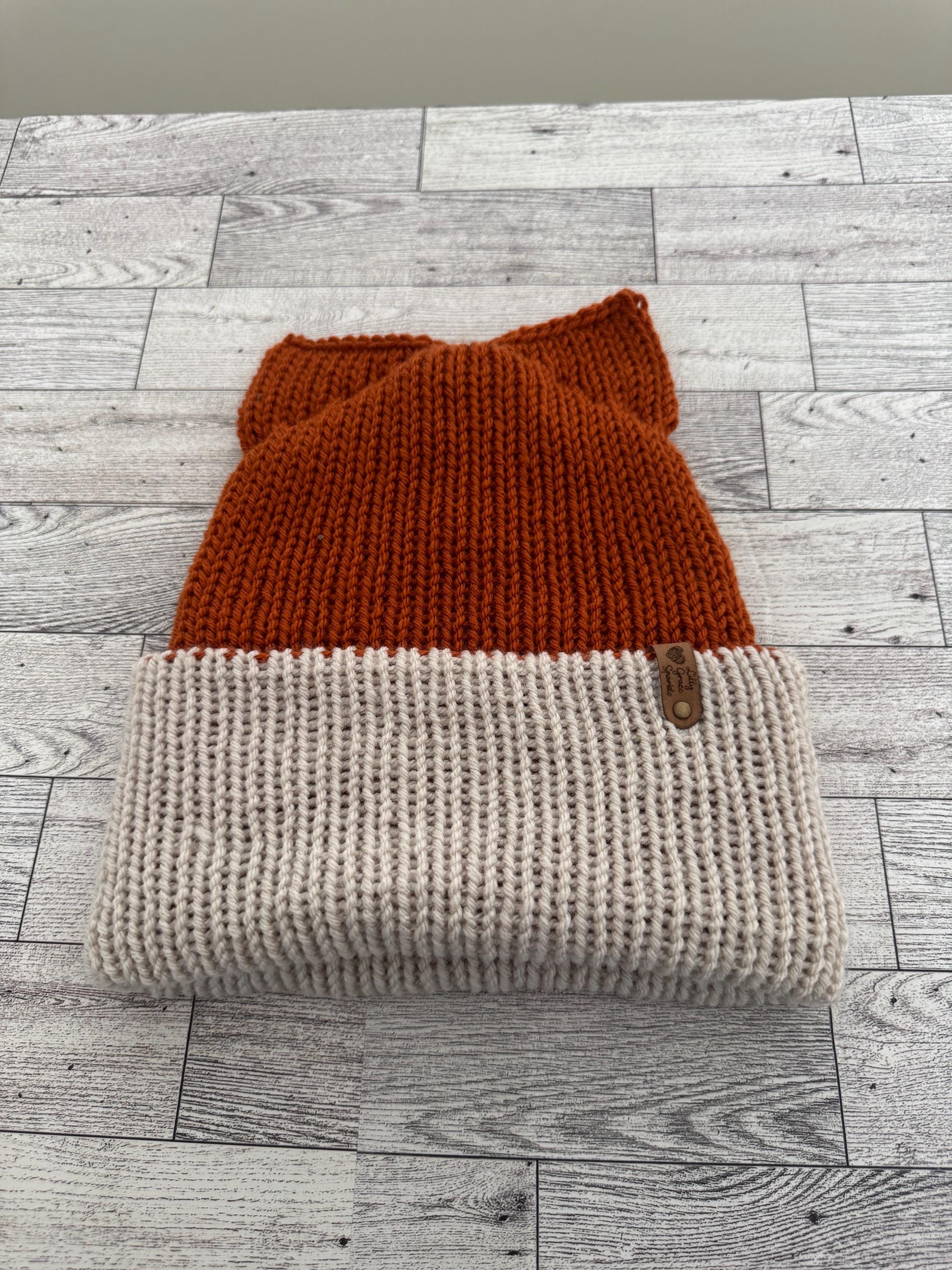 Fox Ears knitted beanie hat Adult Size Winter Hat Soft Knitted double layer