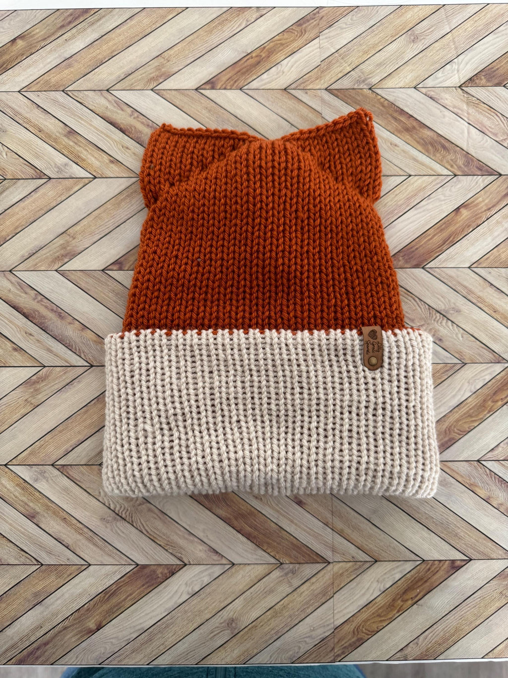 Fox Ears knitted beanie hat Adult Size Winter Hat Soft Knitted double layer