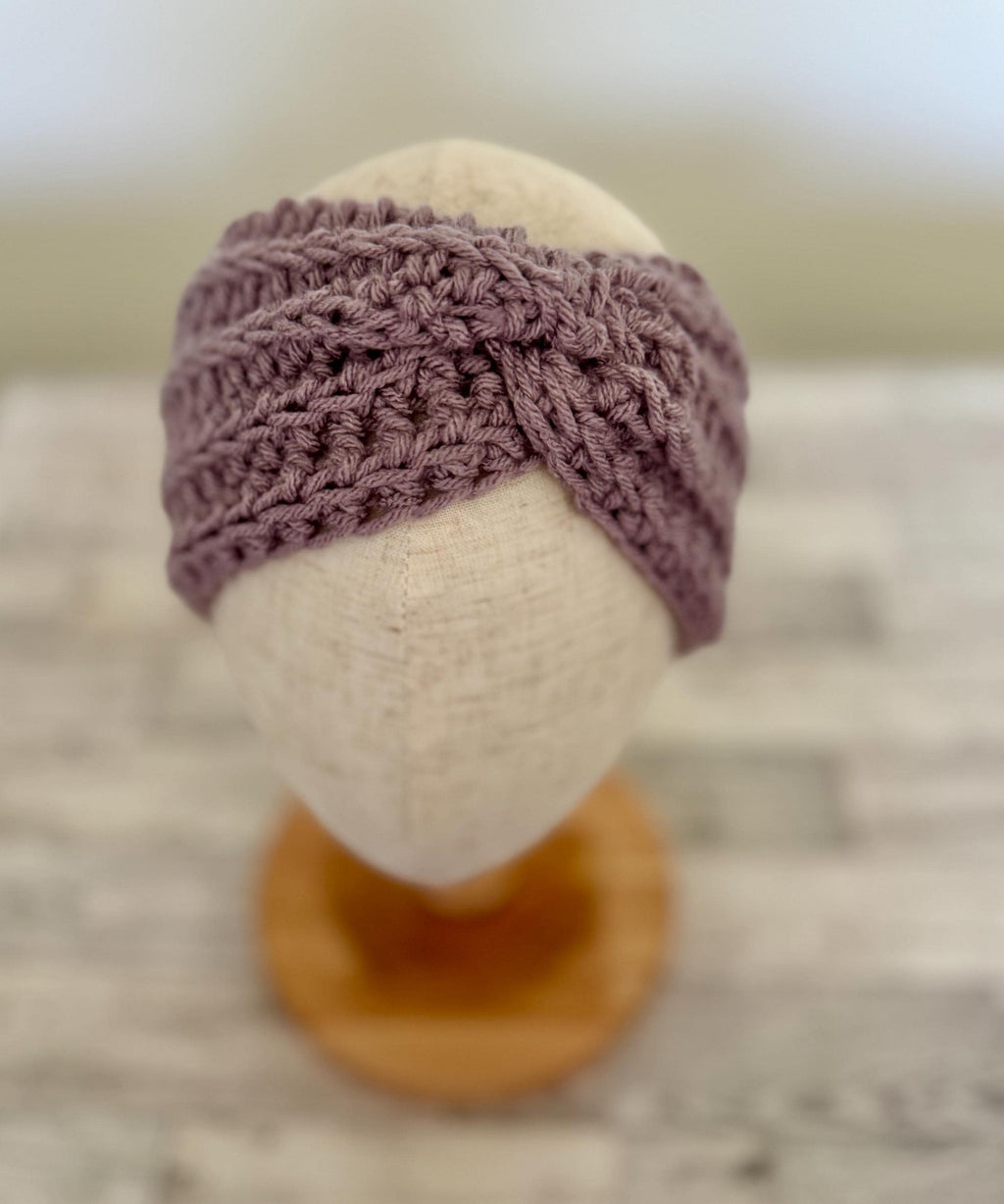 Crochet twisted headband baby or toddler sizes - Purple