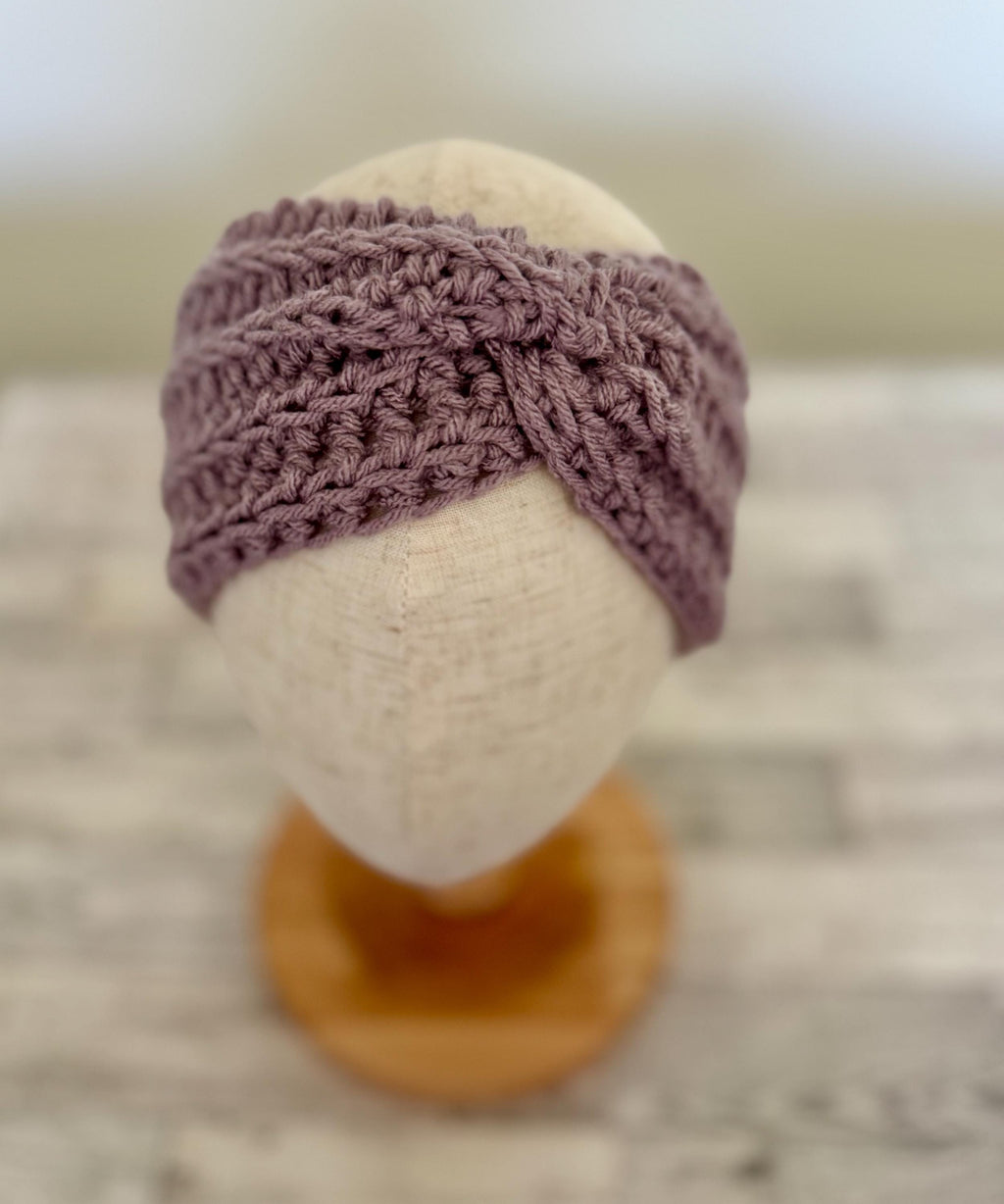 Crochet twisted headband baby or toddler sizes - Purple- stocking stuffer