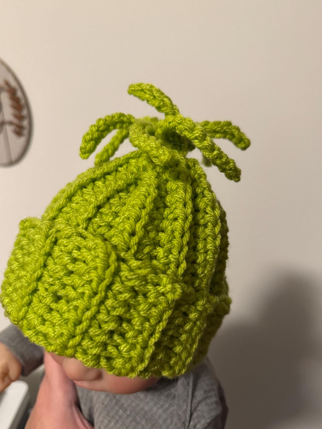 Christmas Themed Beanie Hat Slime Green With a Pink or Red Bow Cute Little Green Guy Hat