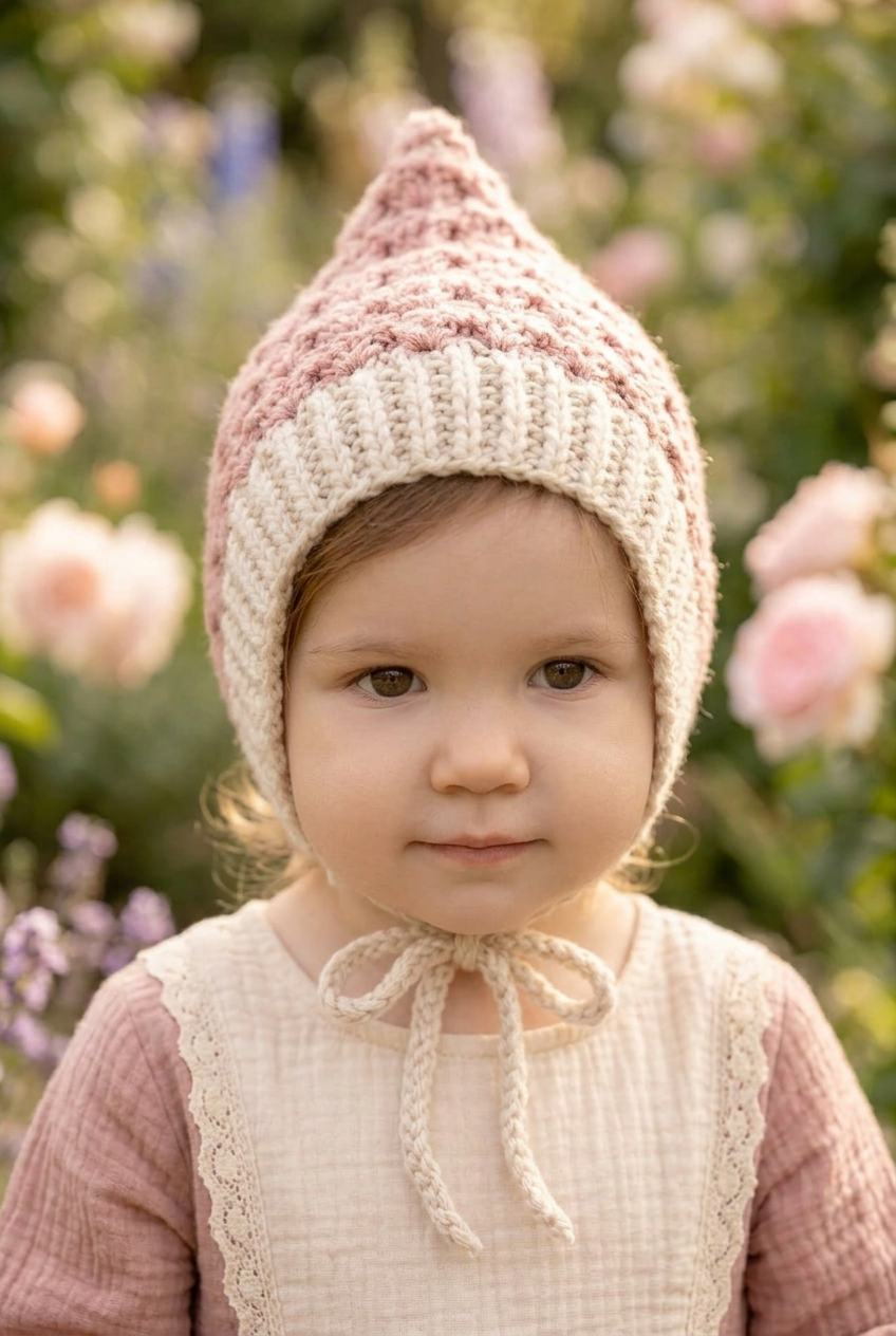 Pixie Bonnet Hat with Ties Toddler Winter Hat for Baby Spring and Fall Weather Outfit for Toddler