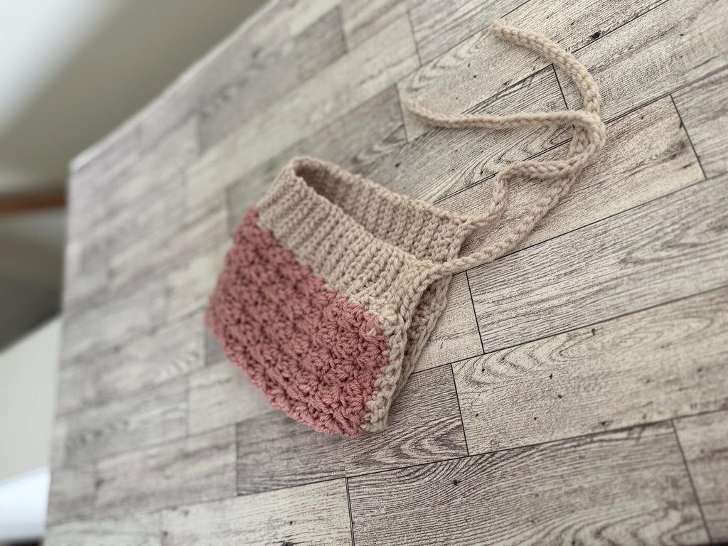 Crochet Baby Bonnet, Handmade Pixie Hat, Dusty Rose and Beige