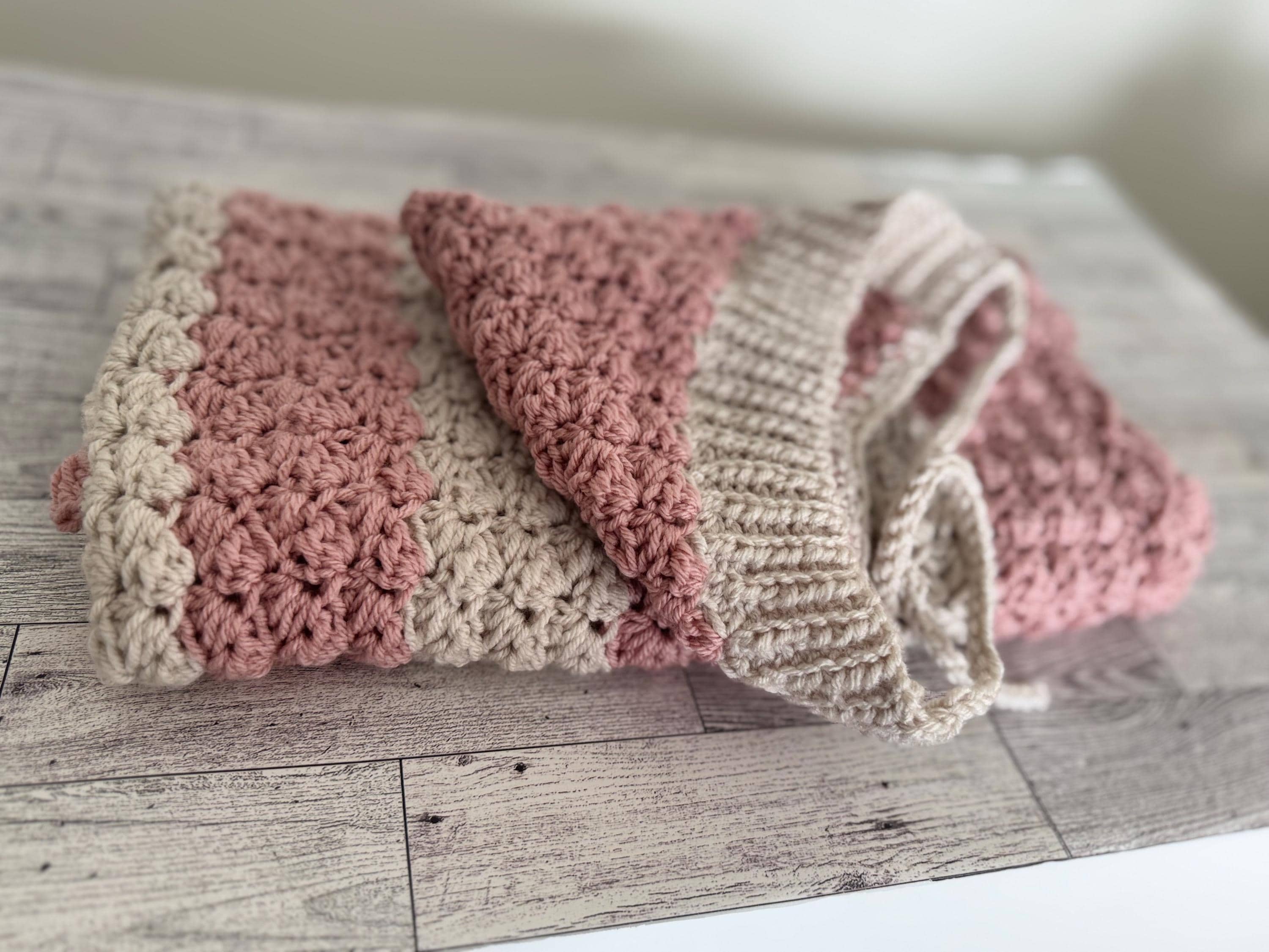 Gift Set Baby Shower Handmade Crochet Pixie Hat and Crib Size Blanket Newborn Keepsake Neutral Crochet Baby Set