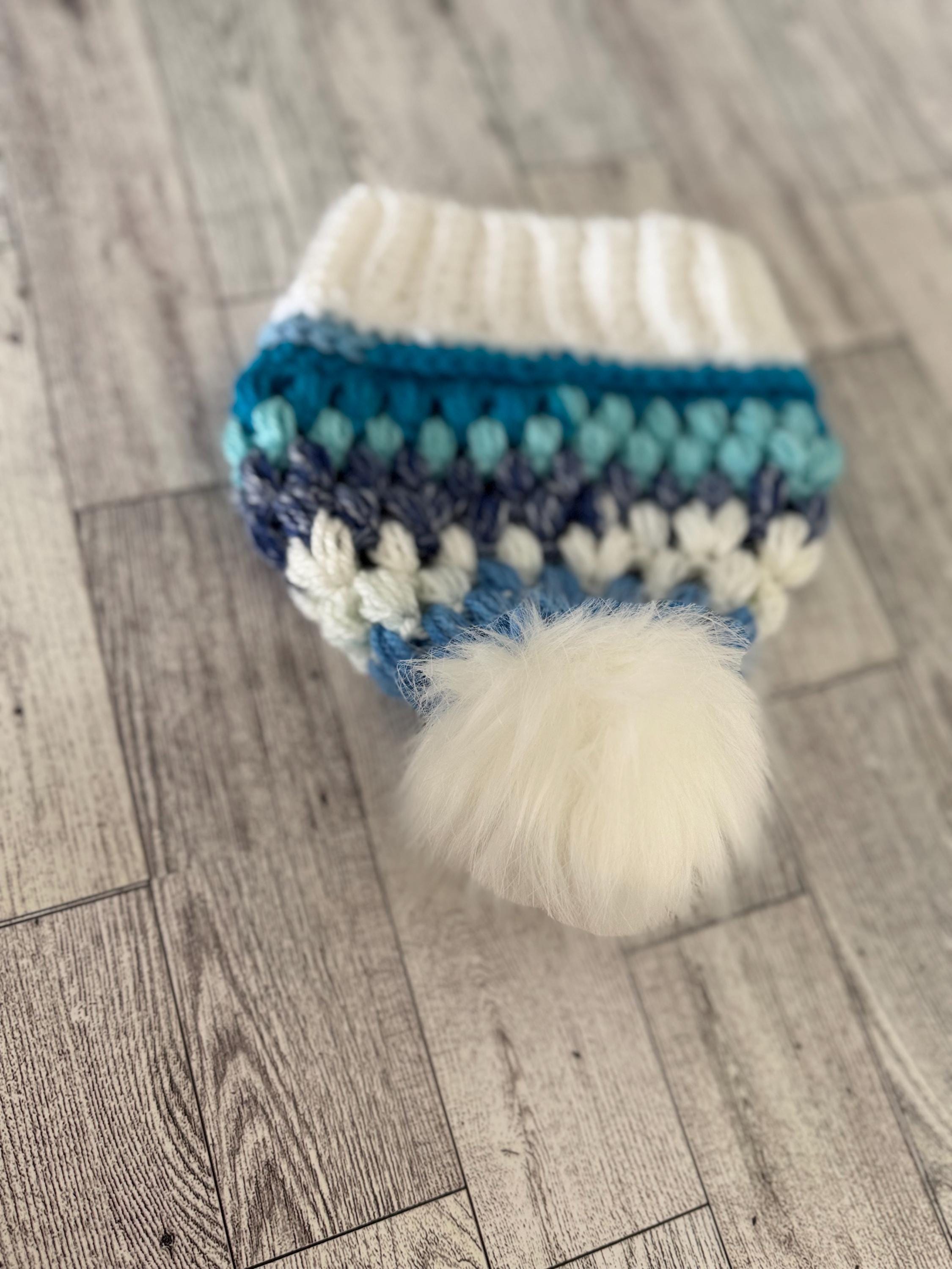 Gift Set for newborn Handmade Crochet Beanie Hat and Car Seat Size Blanket 29”x21”