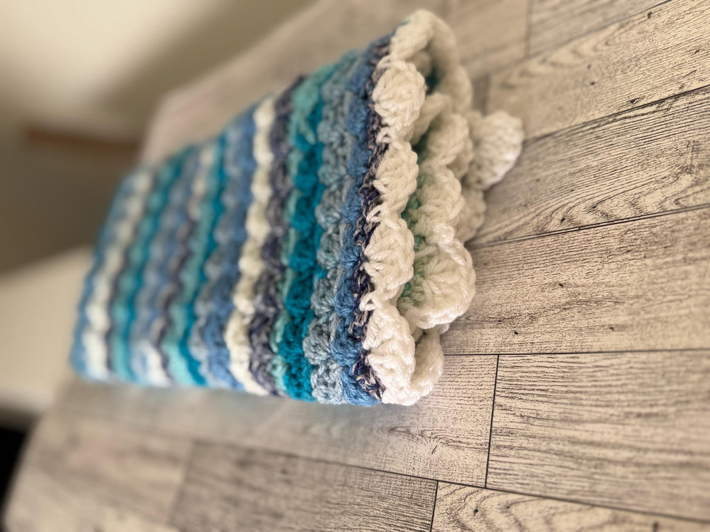 Gift Set for newborn Handmade Crochet Beanie Hat and Car Seat Size Blanket 29”x21”