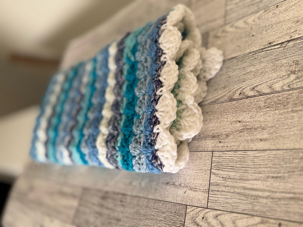 Gift Set for newborn Handmade Crochet Beanie Hat and Car Seat Size Blanket 29”x21”