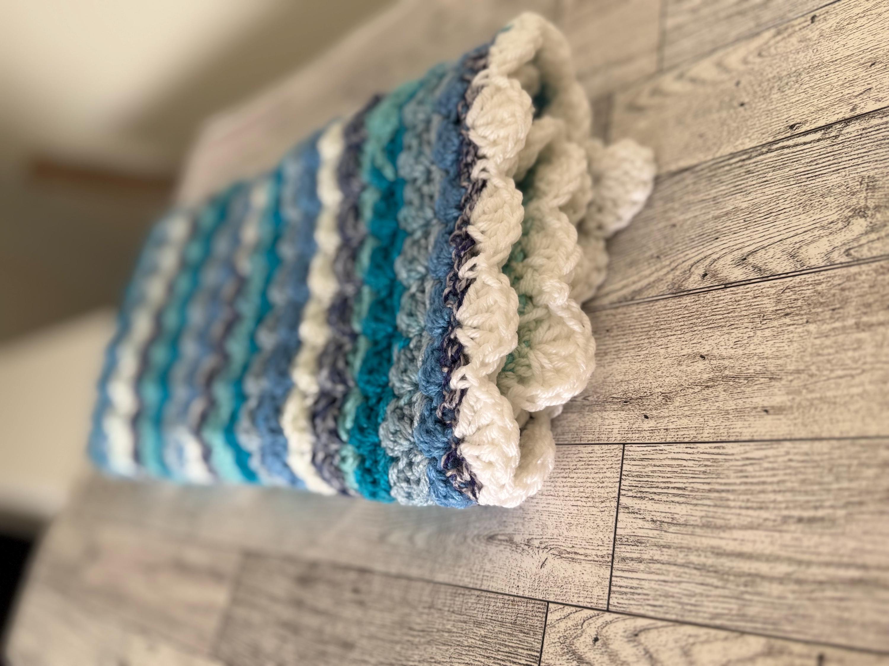 Gift Set for newborn Handmade Crochet Beanie Hat and Car Seat Size Blanket 29”x21”