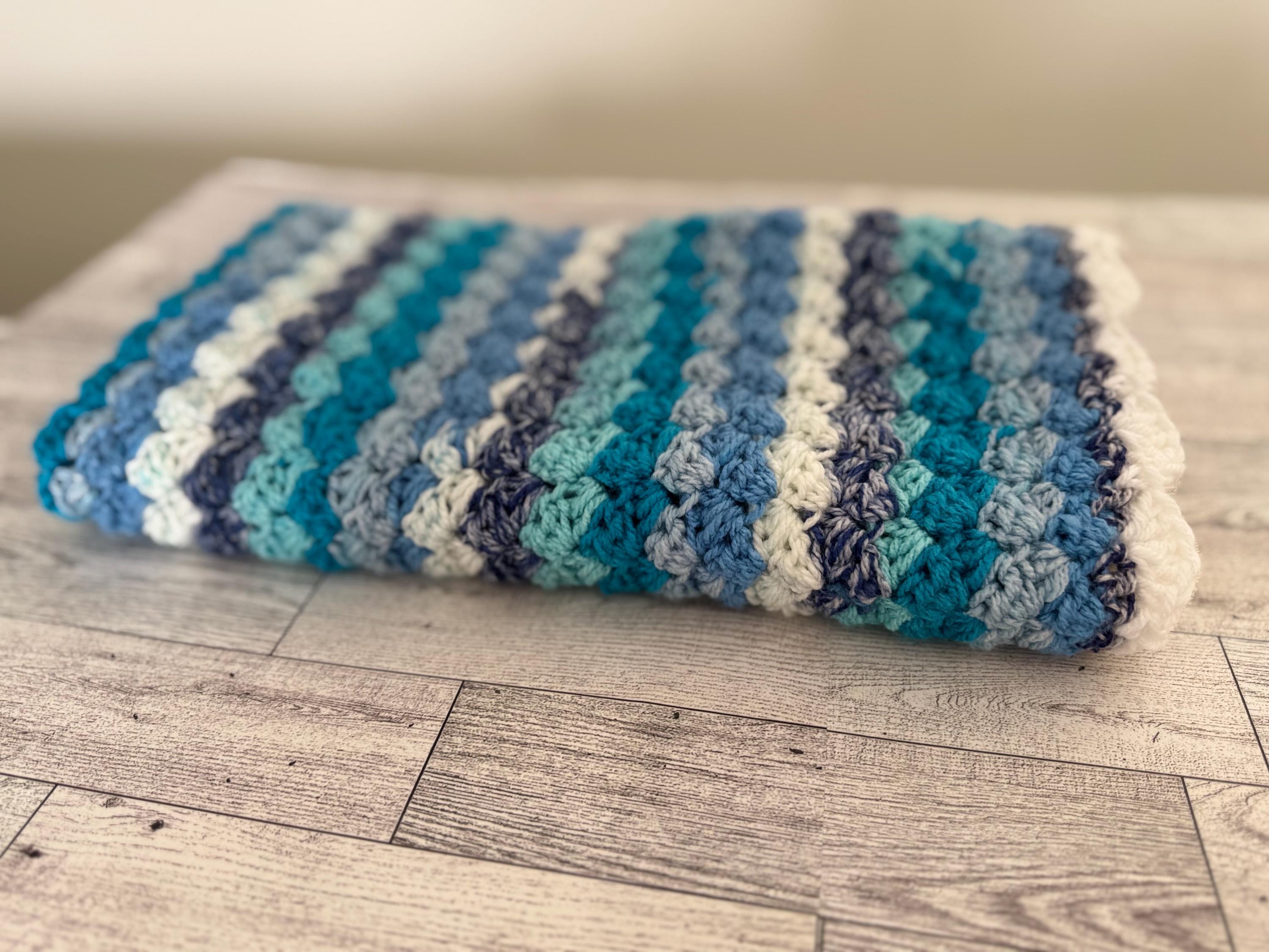 Gift Set for newborn Handmade Crochet Beanie Hat and Car Seat Size Blanket 29”x21”