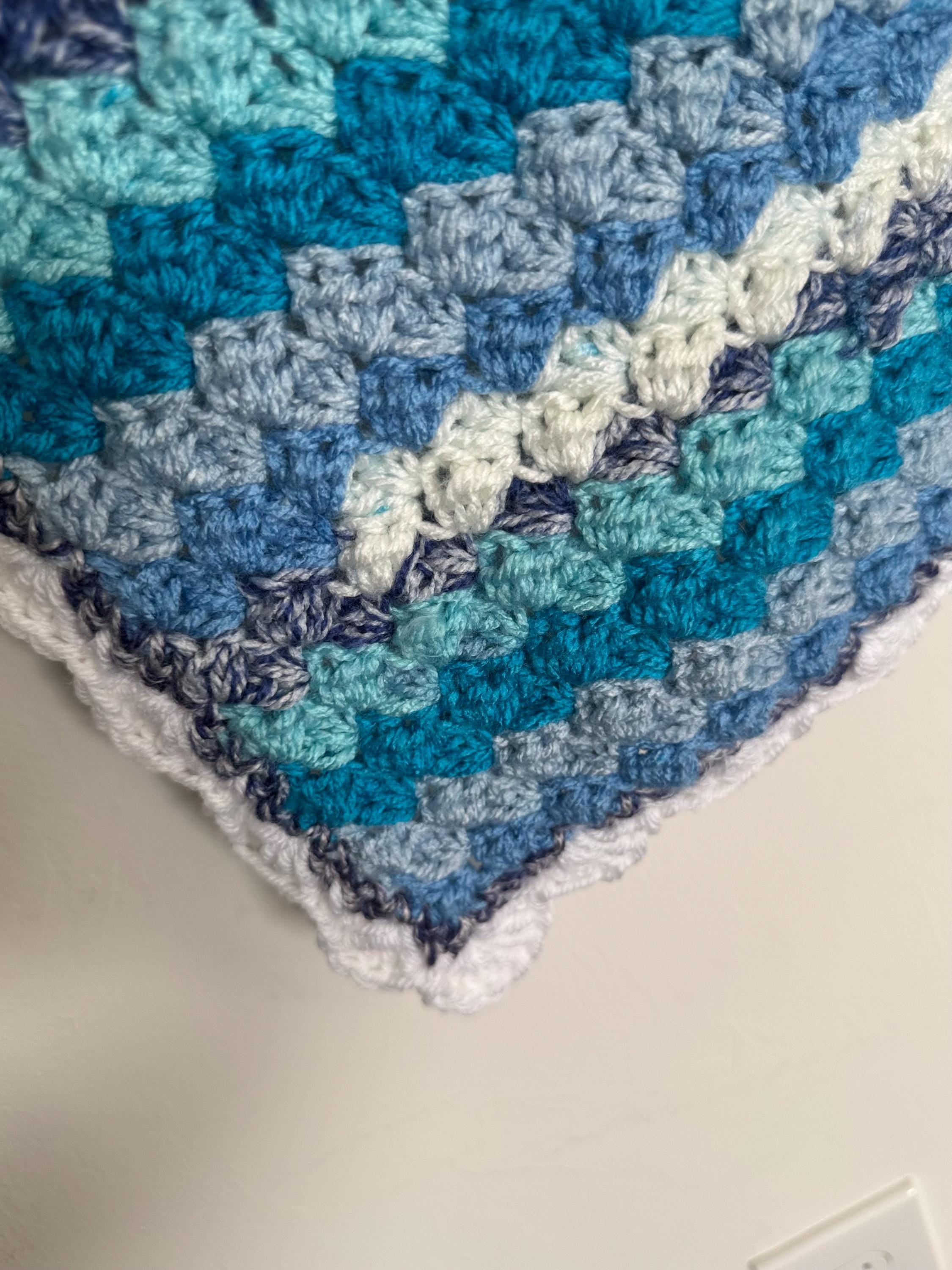 Gift Set for newborn Handmade Crochet Beanie Hat and Car Seat Size Blanket 29”x21”