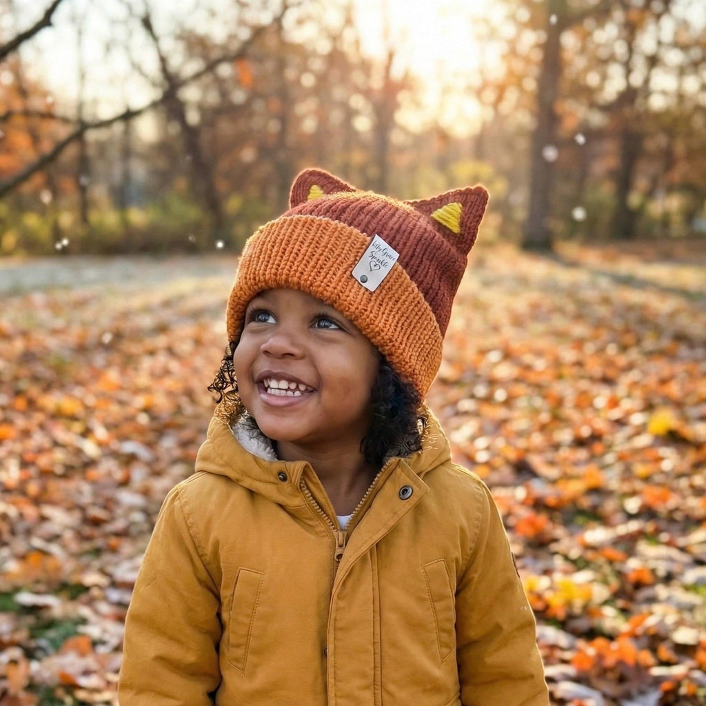Toddler Winter Beanie Hat Red Healer Dog Hat with Ears Handmade Knit Beanie Double Layer