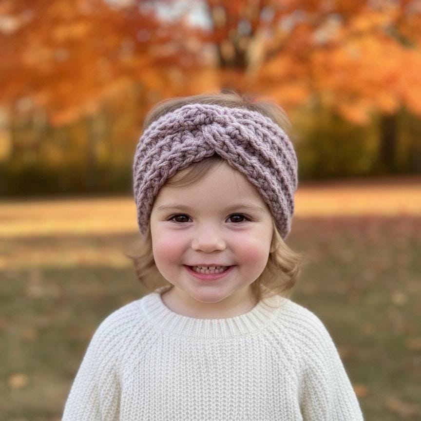 Crochet twisted headband baby or toddler sizes - Purple- stocking stuffer