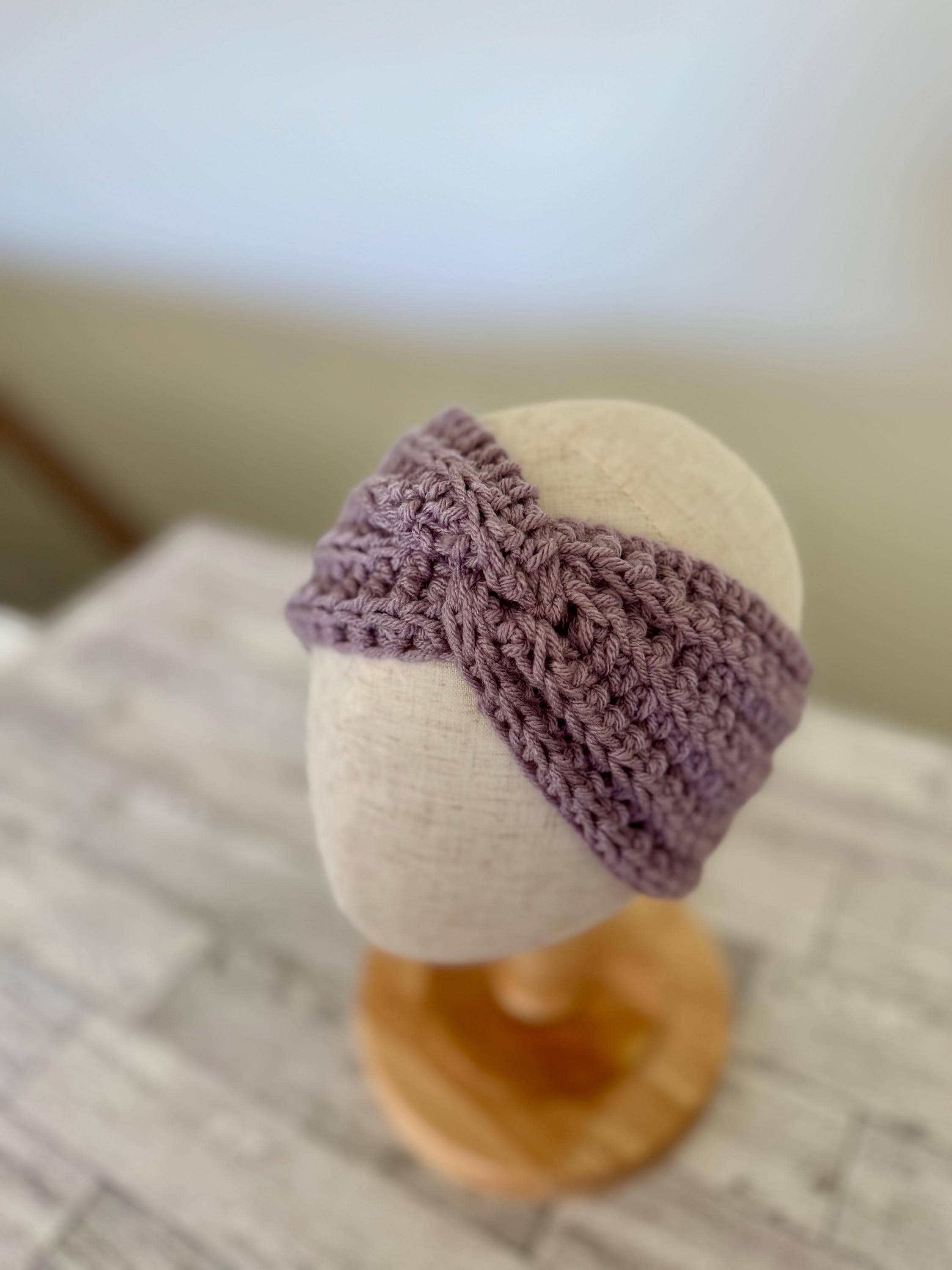 Twisted Headband for Girl Handmade Crochet Girl Earwarmer - Purple- stocking stuffer