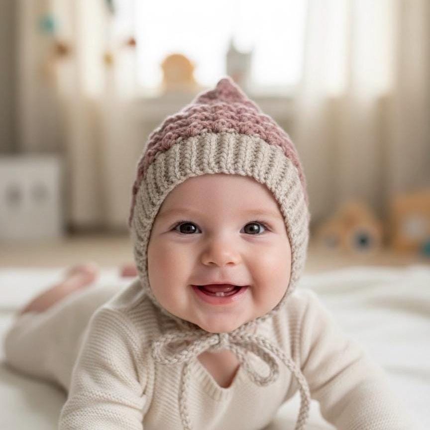 Crochet Pixie Bonnet for Baby Toddler Tie Bonnet Hat Handmade Pixie Style Bonnet Hat