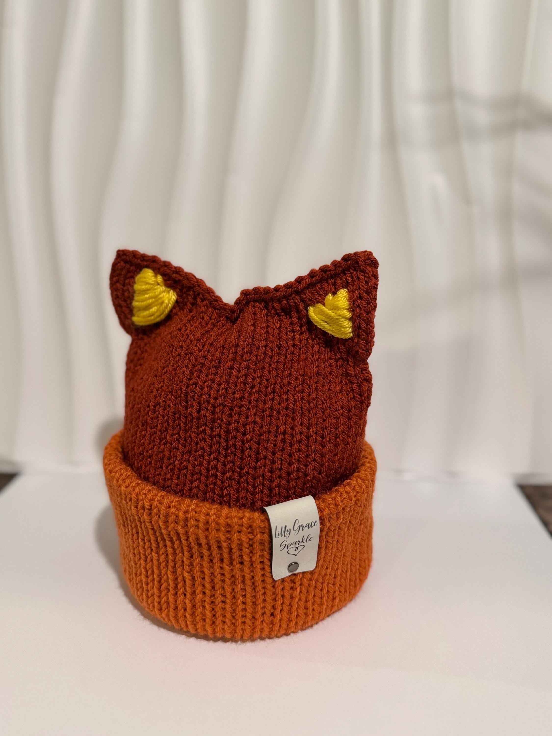 Toddler Winter Beanie Hat Red Healer Dog Hat with Ears Handmade Knit Beanie Double Layer