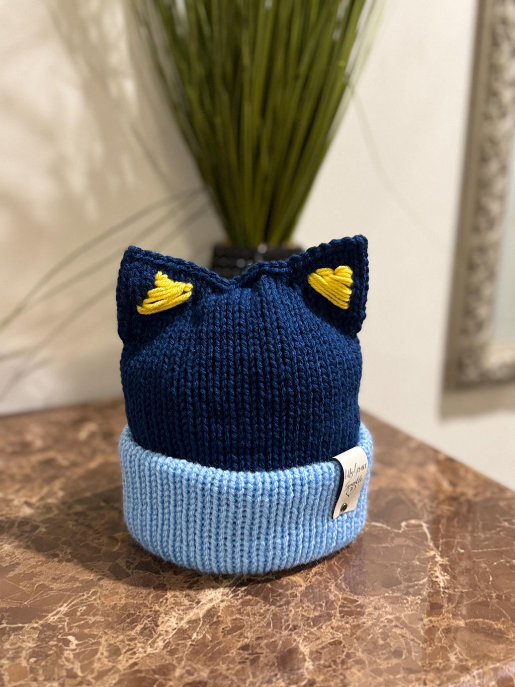 Red Healer Dog Hat with Ears Handmade Knit Beanie Double Layer Winter Baby Hat with Wide Brim for Babies & Toddlers