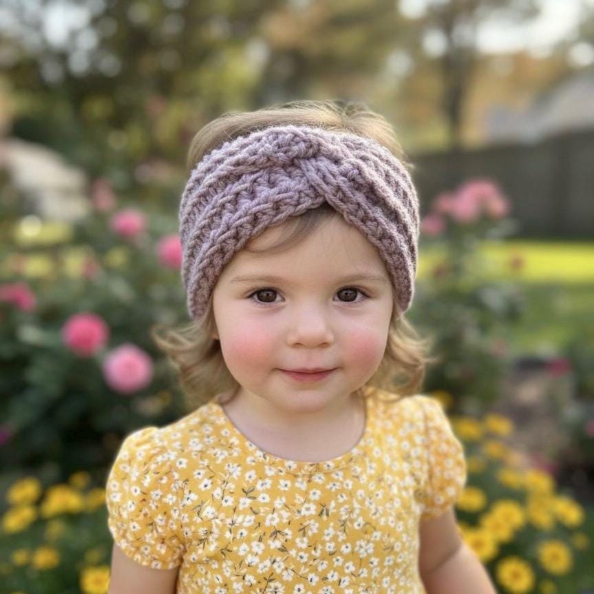 Crochet twisted headband baby or toddler sizes - Purple- stocking stuffer