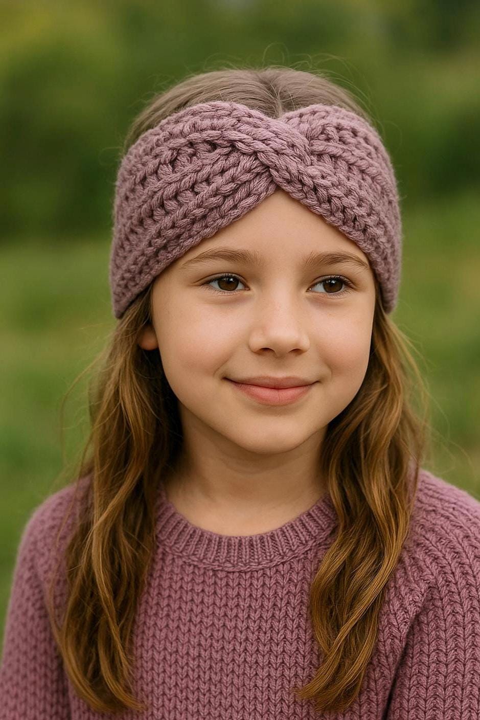 Twisted Headband for Girl Handmade Crochet Girl Earwarmer - Purple- stocking stuffer