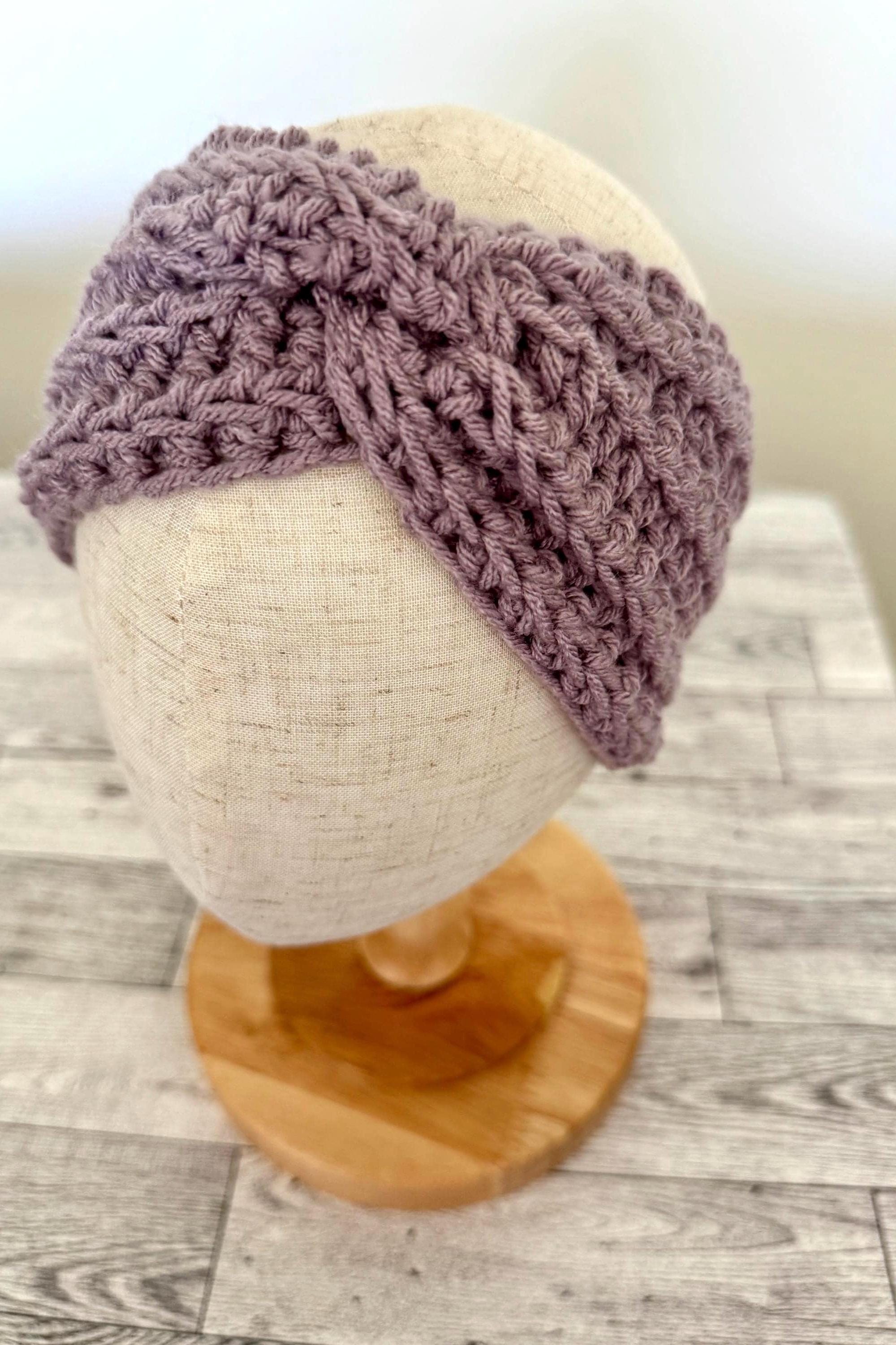 Twisted Headband for Girl Handmade Crochet Girl Earwarmer - Purple- stocking stuffer