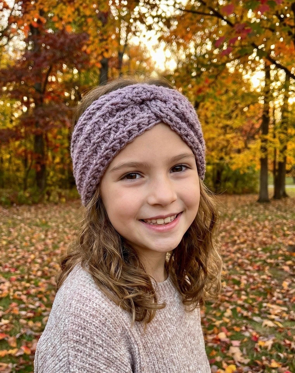 Twisted Headband for Girl Handmade Crochet Girl Earwarmer - Purple- stocking stuffer