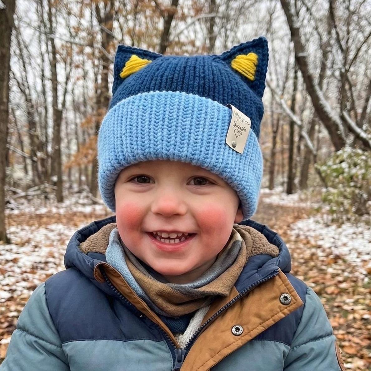 Toddler Winter Beanie Hat Blue Healer Dog Inspired Hat with Ears Knit Beanie Double Layer Winter Baby
