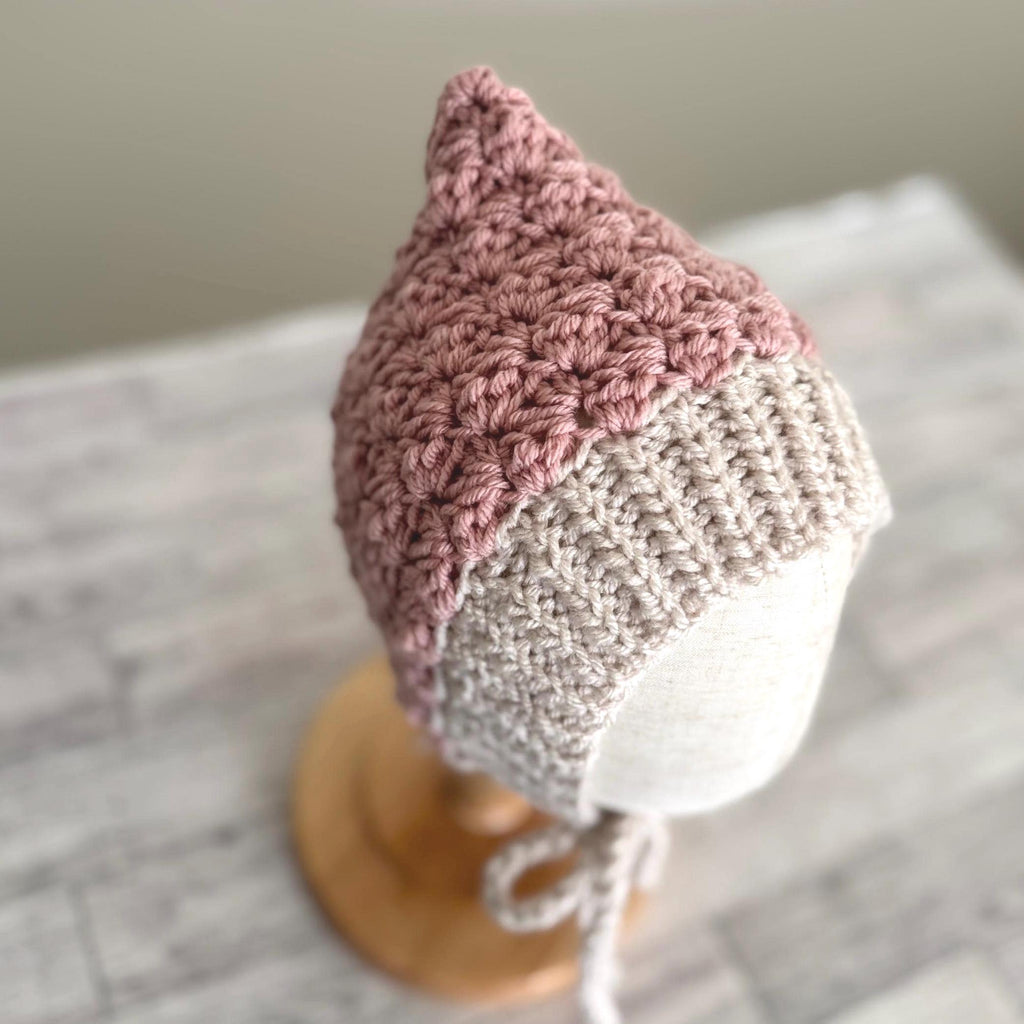Baby Pixie Bonnet Hat: Secure Tie, Warm Ear Coverage Handmade Crochet Toddler Bonnet